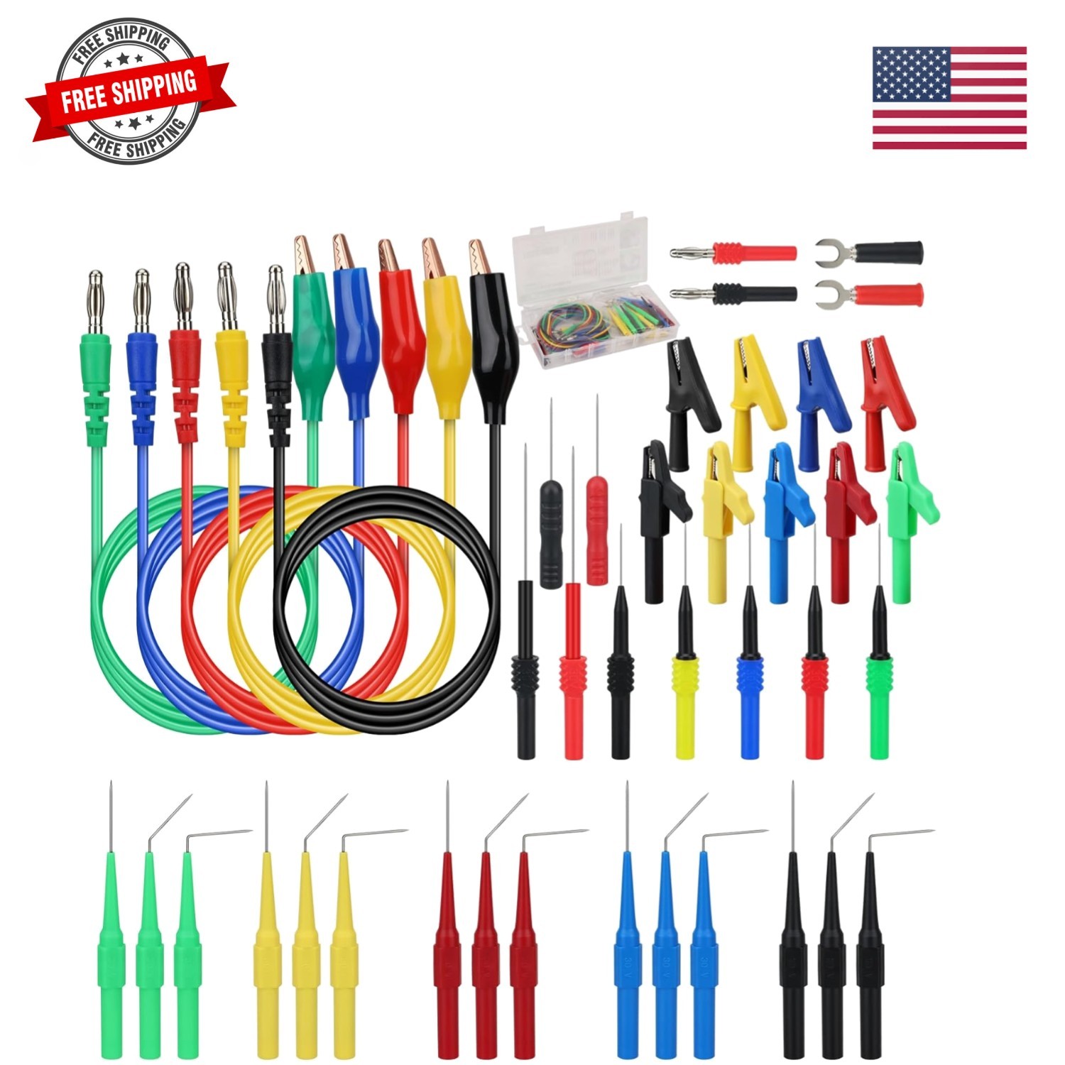 SWANLAKE 43-Piece Back Probe Kit, 30A Multi-Angle  Probe, 4mm Banana Plug to ...