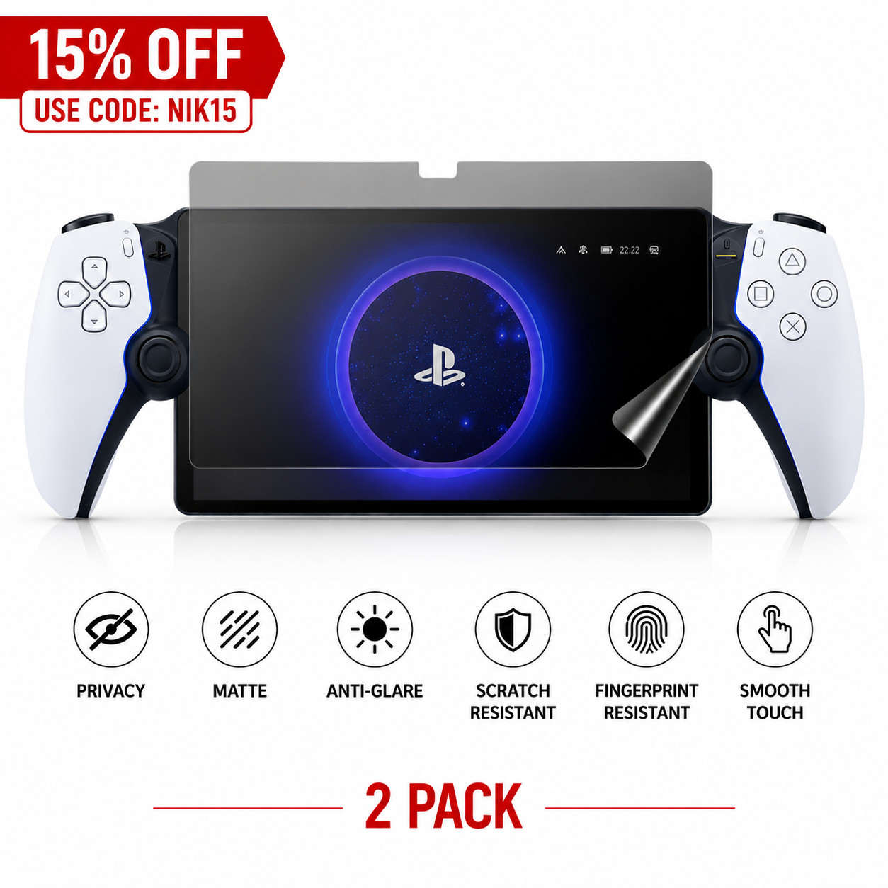 PlayStation Portal Privacy Matte Hydrogel Screen Protector 2 Pack Ultra HD