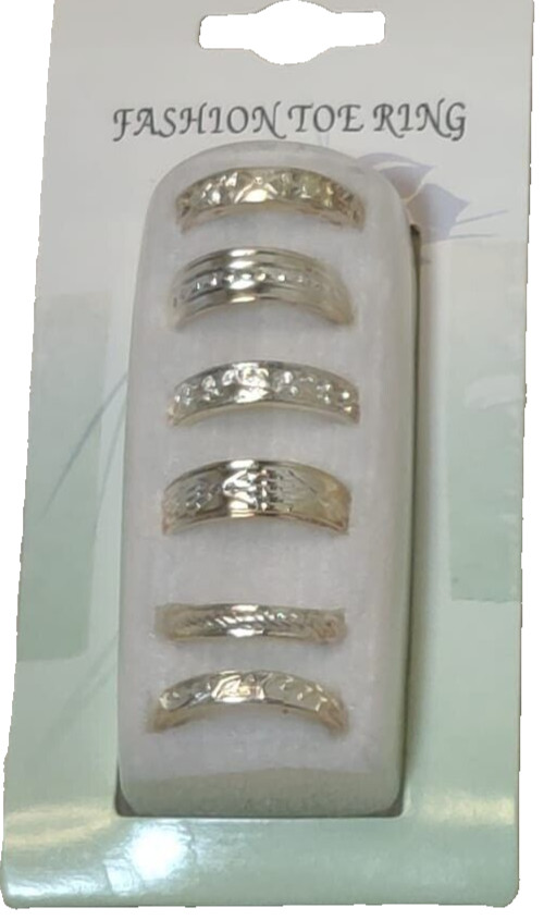 Toe rings,  6 pack set , silver tone ,fashion