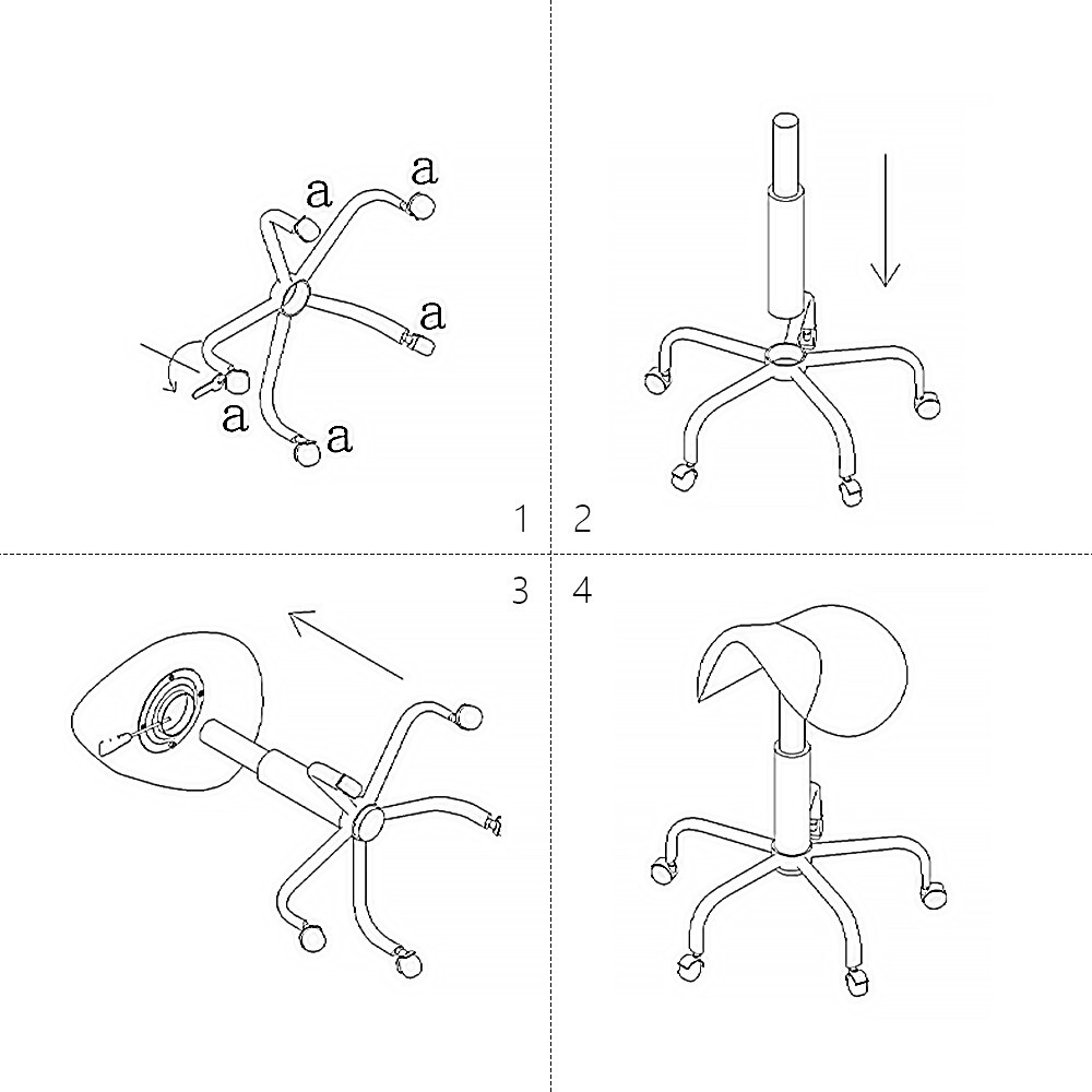 Hydraulic Saddle Stool Gold Rolling Swivel Chair with Wheels Adjustable stool