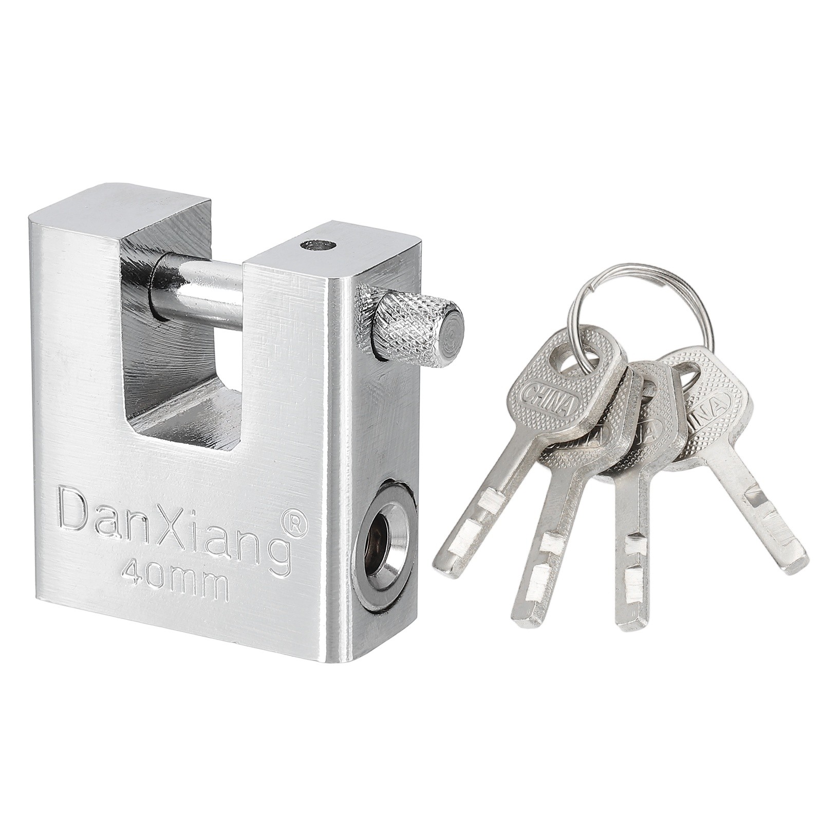 1.6" High Security Padlock Steel D-Shaped Heavy Duty Locks with 4 Keys