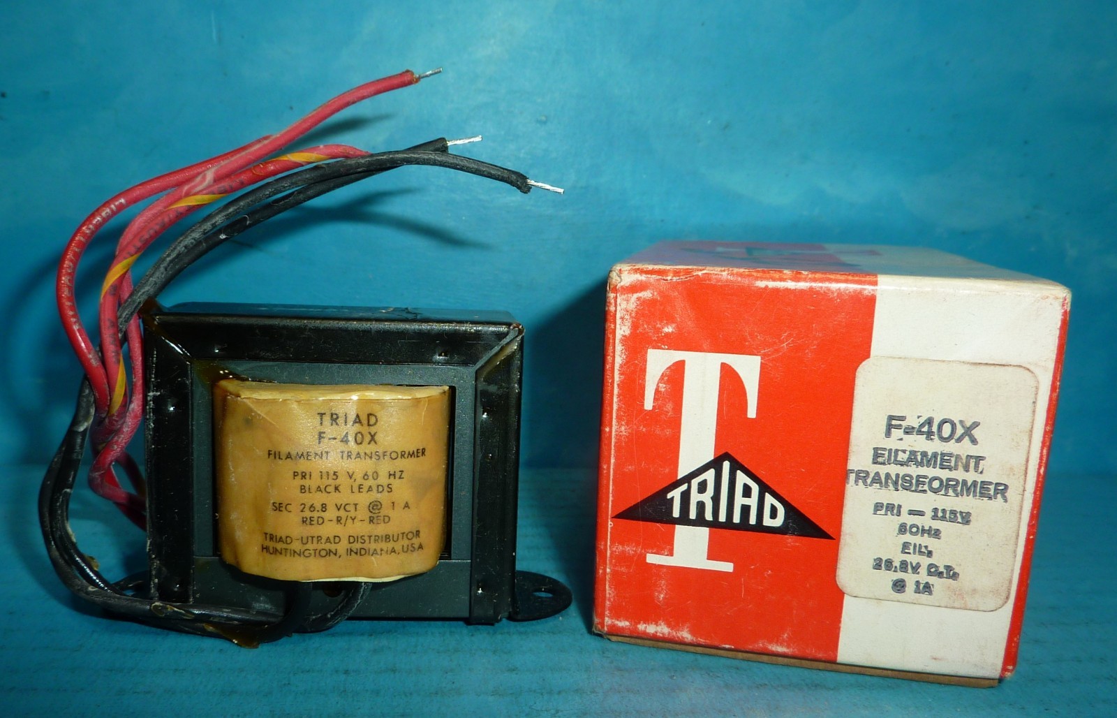 Triad F-40X Filament Transformer 26.8VCT@1Amp Pri 115V NOS/NIB