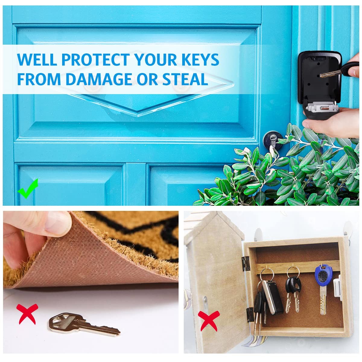 Key Lock Box, (NEW VERSION) Wall Mounted Safe 1 Pack, Black