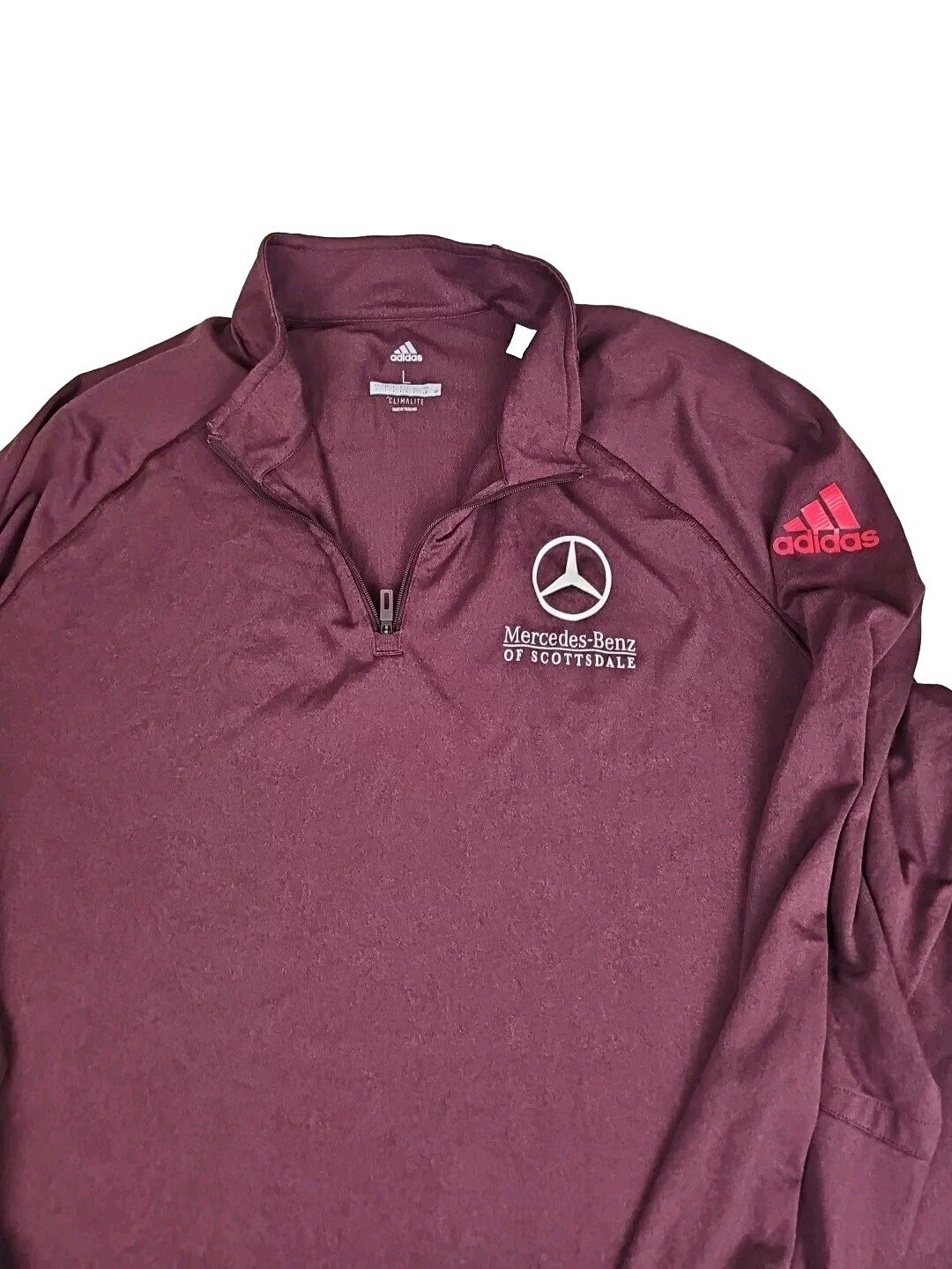 Mercedes Benz Scottsdale Adidas Quarter Zip Climalite Shirt Maroon Mens LG OHSO