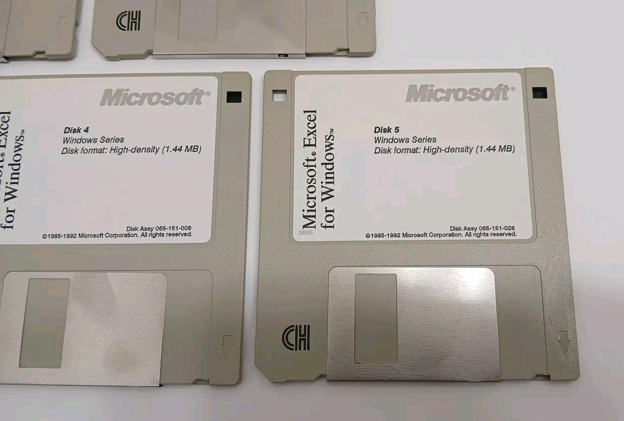 Microsoft Excel For Windows Version 4.0 1985-1992 Floppy Install - (5 Disks)