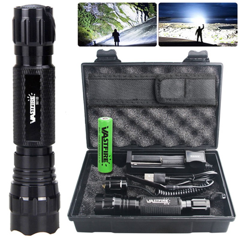 Quick Release LED Flashlight Hunting Light Night Torch w/ Scope Mount 20mm Rail