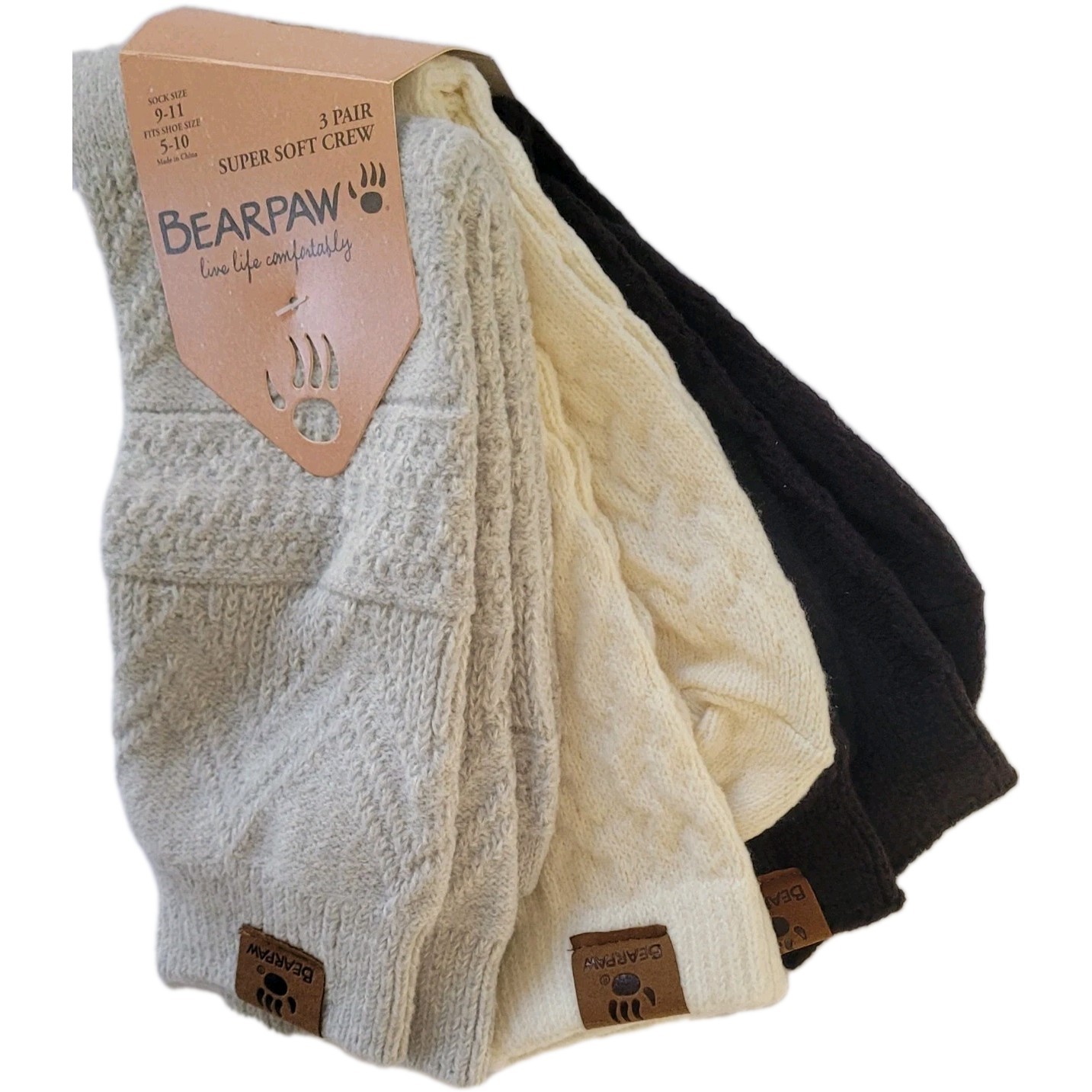 BEARPAW Women Super Soft Boot Crew Socks 3 Pairs - New, Bearpaw Women's Socks