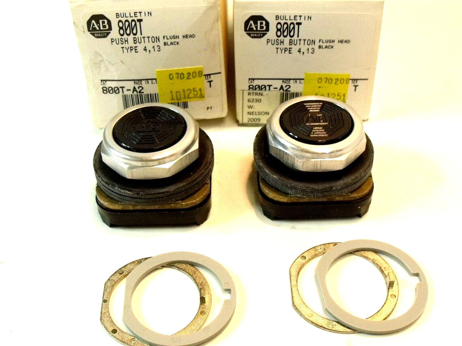 (2) NIB Allen-Bradley 800T-A2 SER T Pushbutton Operators:  30.5mm, Momentary
