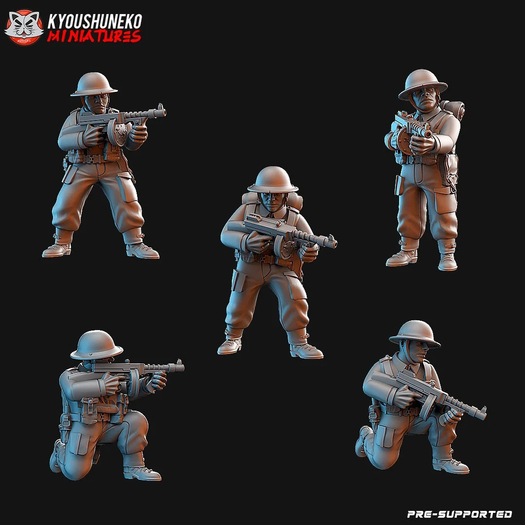 WW2 British SMG Unit - 15-54mm WW2 Army - Resin Tabletop Miniature