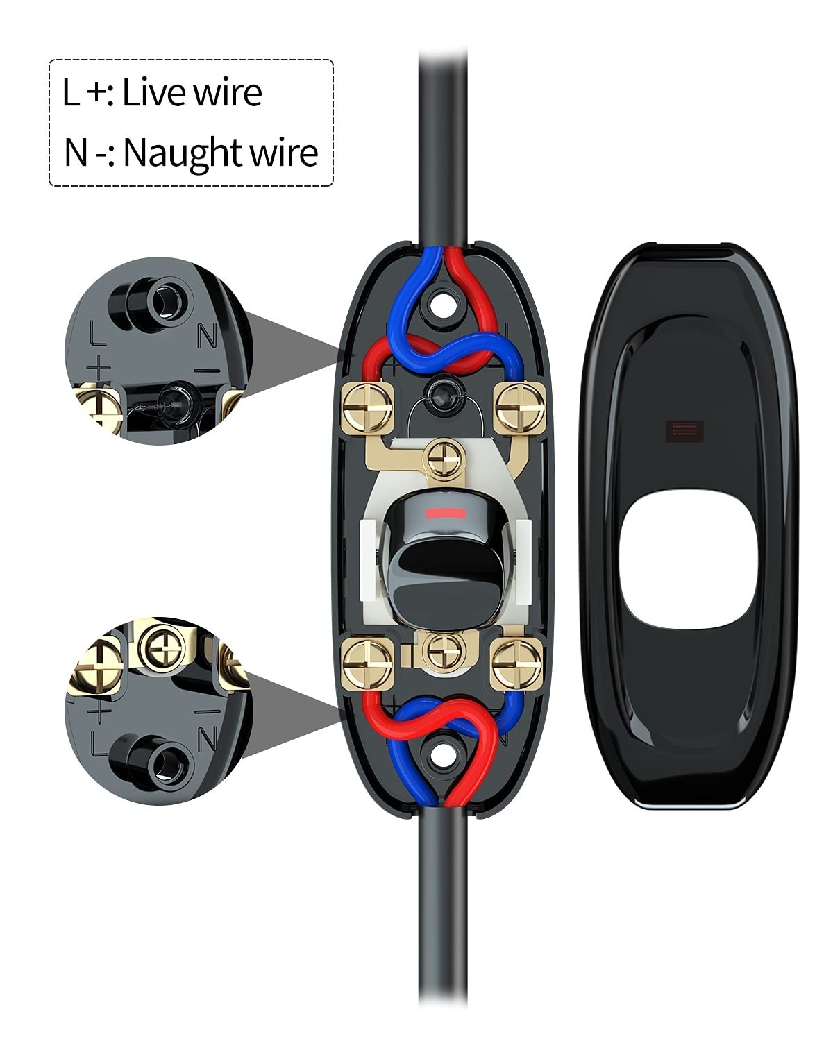 Durable Black Push Button Switch - 2 Pack for Convenient Appliance Control