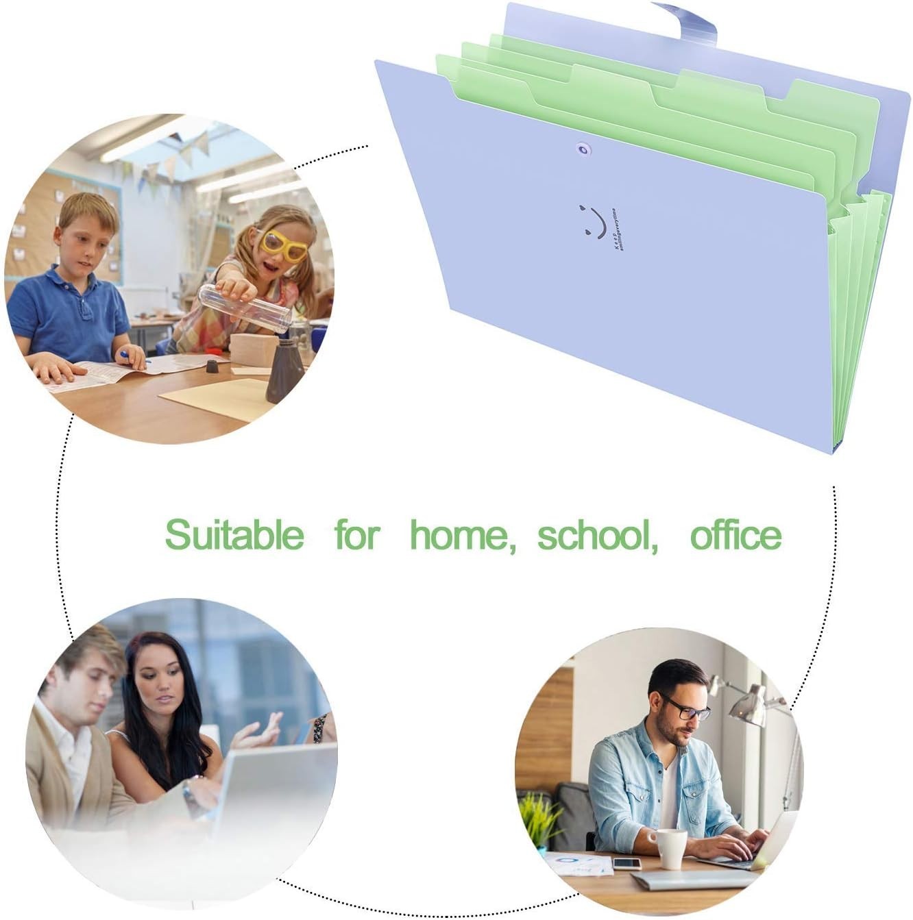Lightweight & Portable Expanding File Folder with 5 Pockets - Purple Elegance