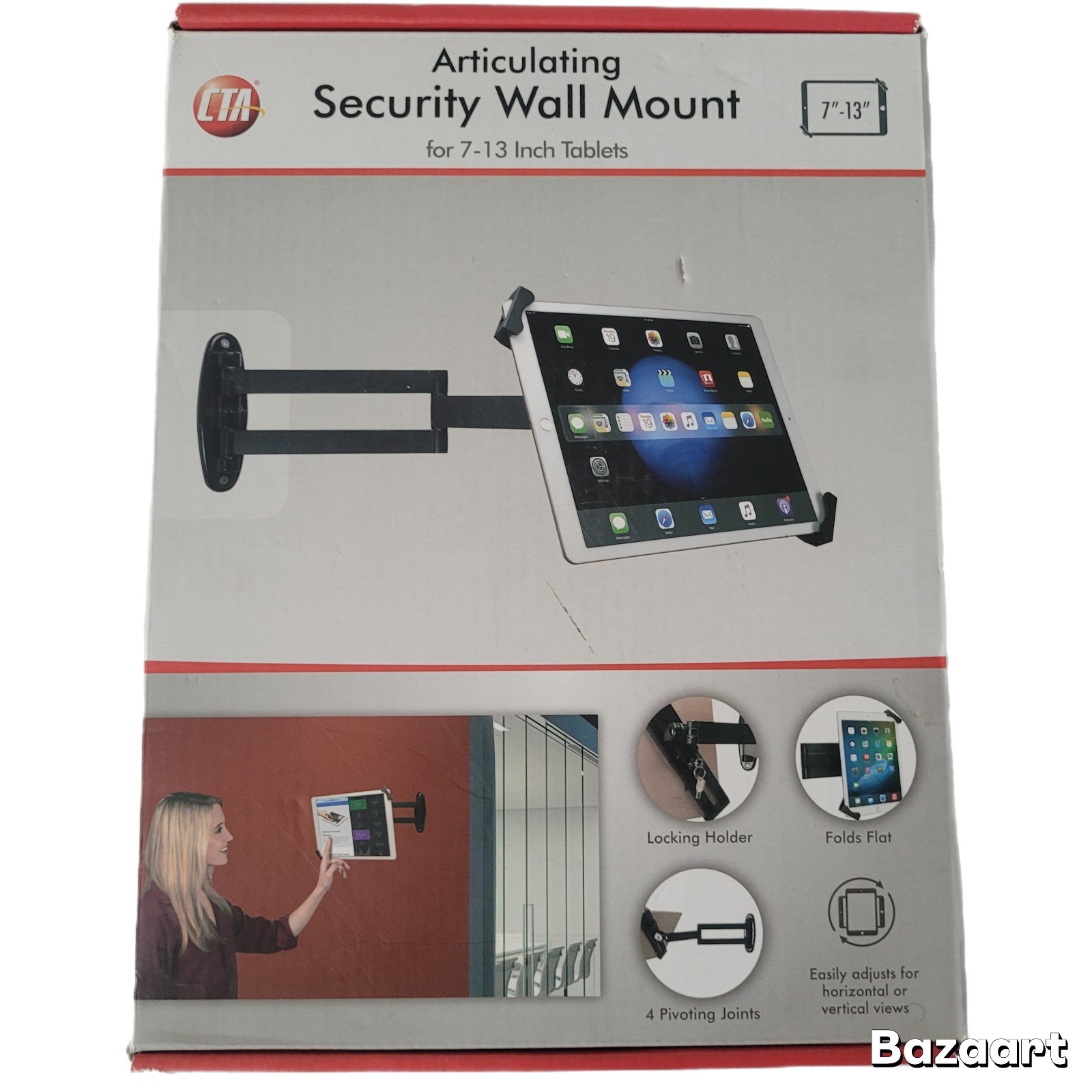 CTA Digital Articulating Security Wall Mount for 7-13" Tablets (C6) NEW