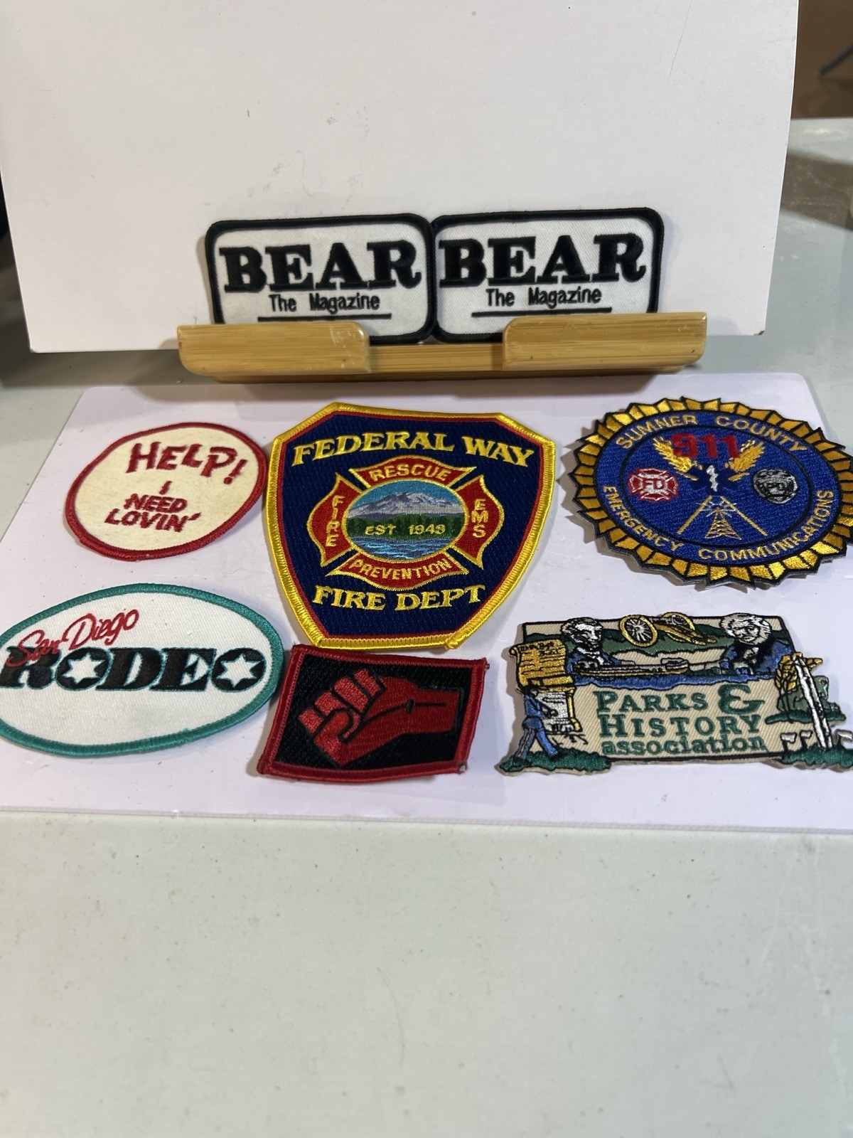 Vintage Patch Lot Fire Dept 911 Rodeo Bear Magazine Novelty Mixed Lot of 8 Items