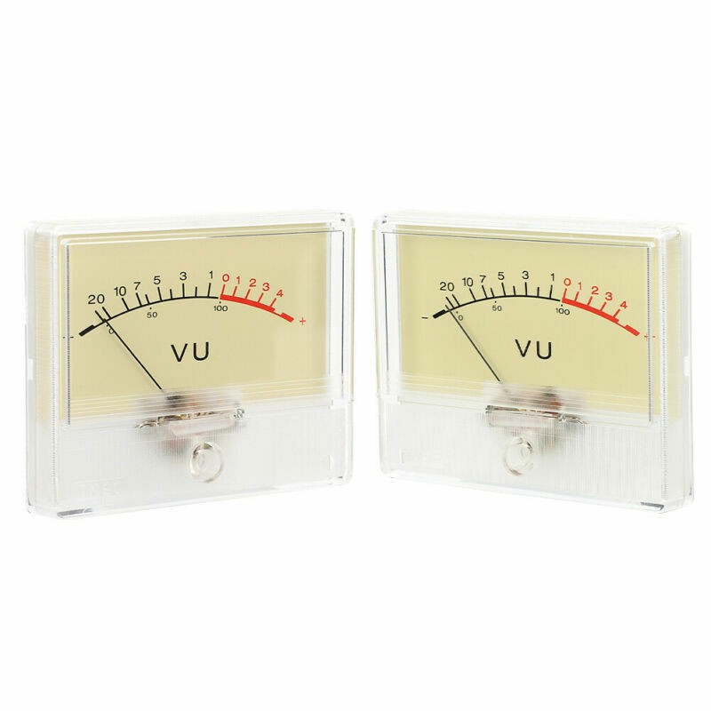 VU Meter Header with Light Bulb Audio Device Panel Amplifier Level Indicator