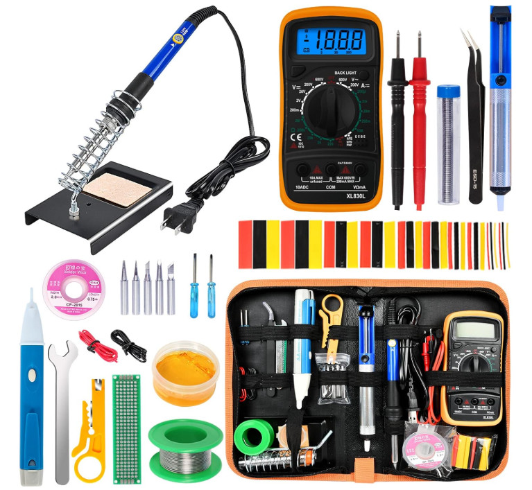 Juego de Soldador Eléctrico 60W con Multímetro 5 Puntas y Kit de Reparación