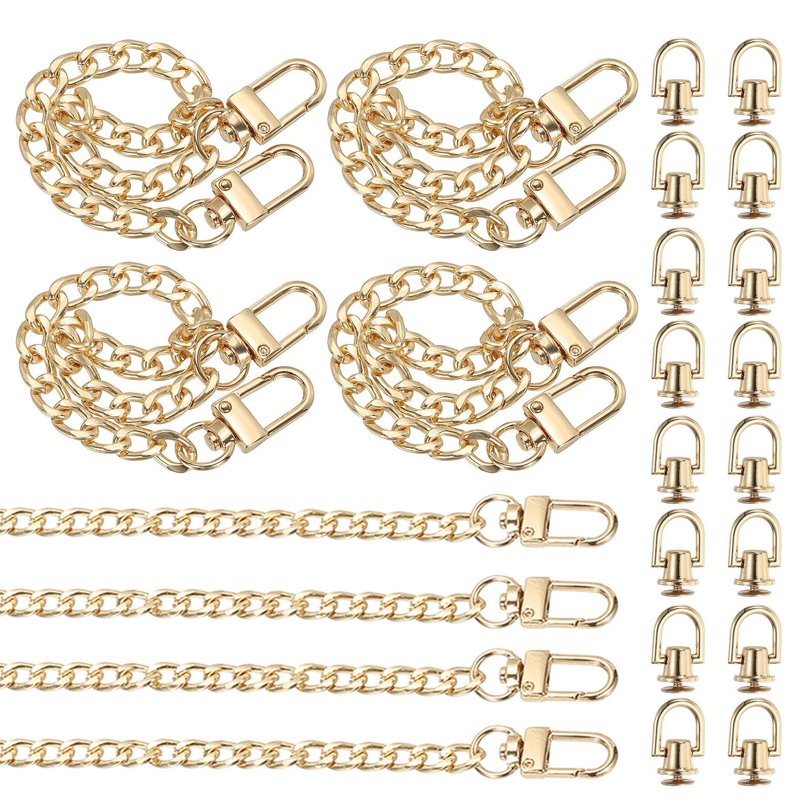 7.9" Flat Purse Chain 8 Pack Gold Purse Strap Handbag Chains with D-Rings