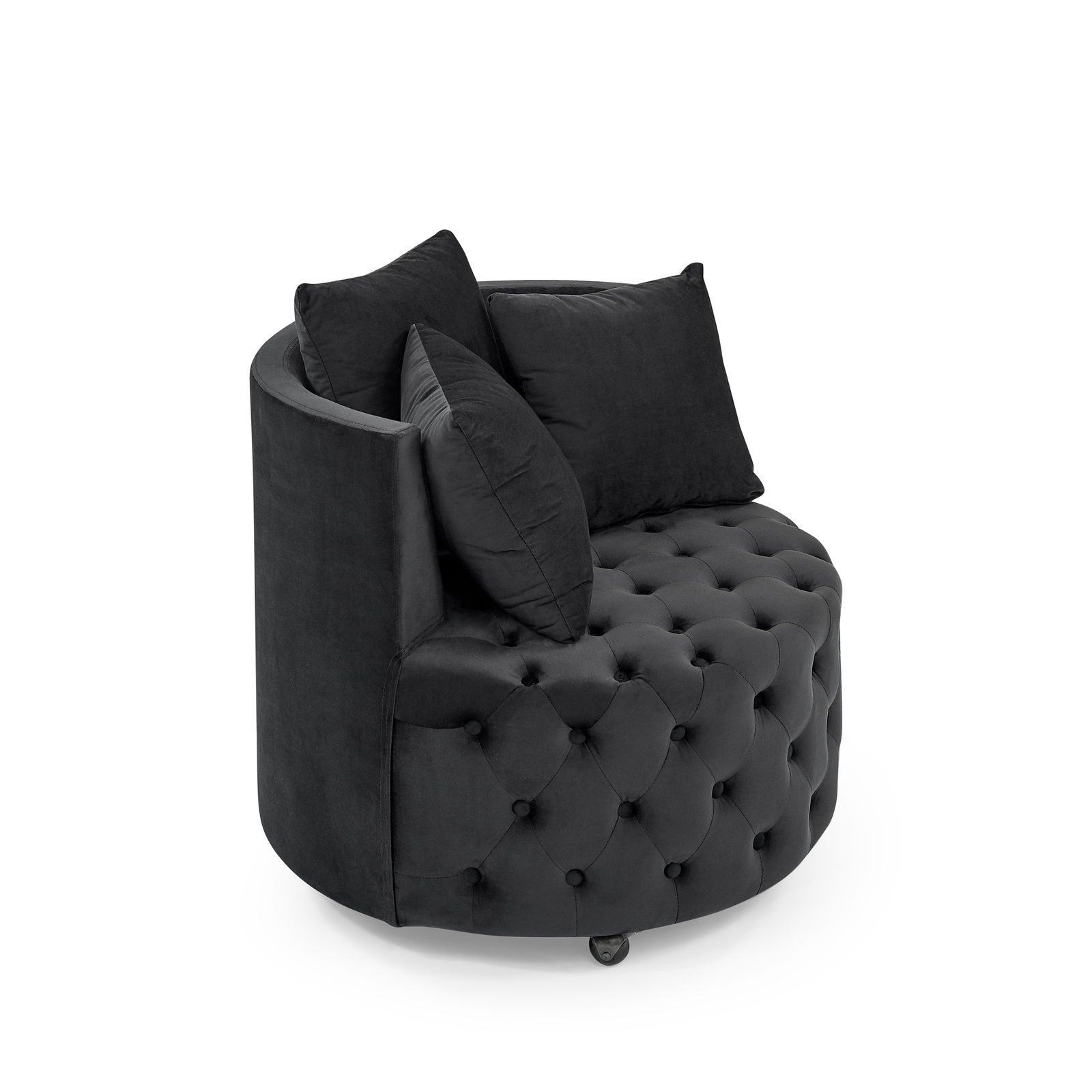Velvet Upholstered Accent Chair Sofa Lounge Club Round Chair Living Room Black