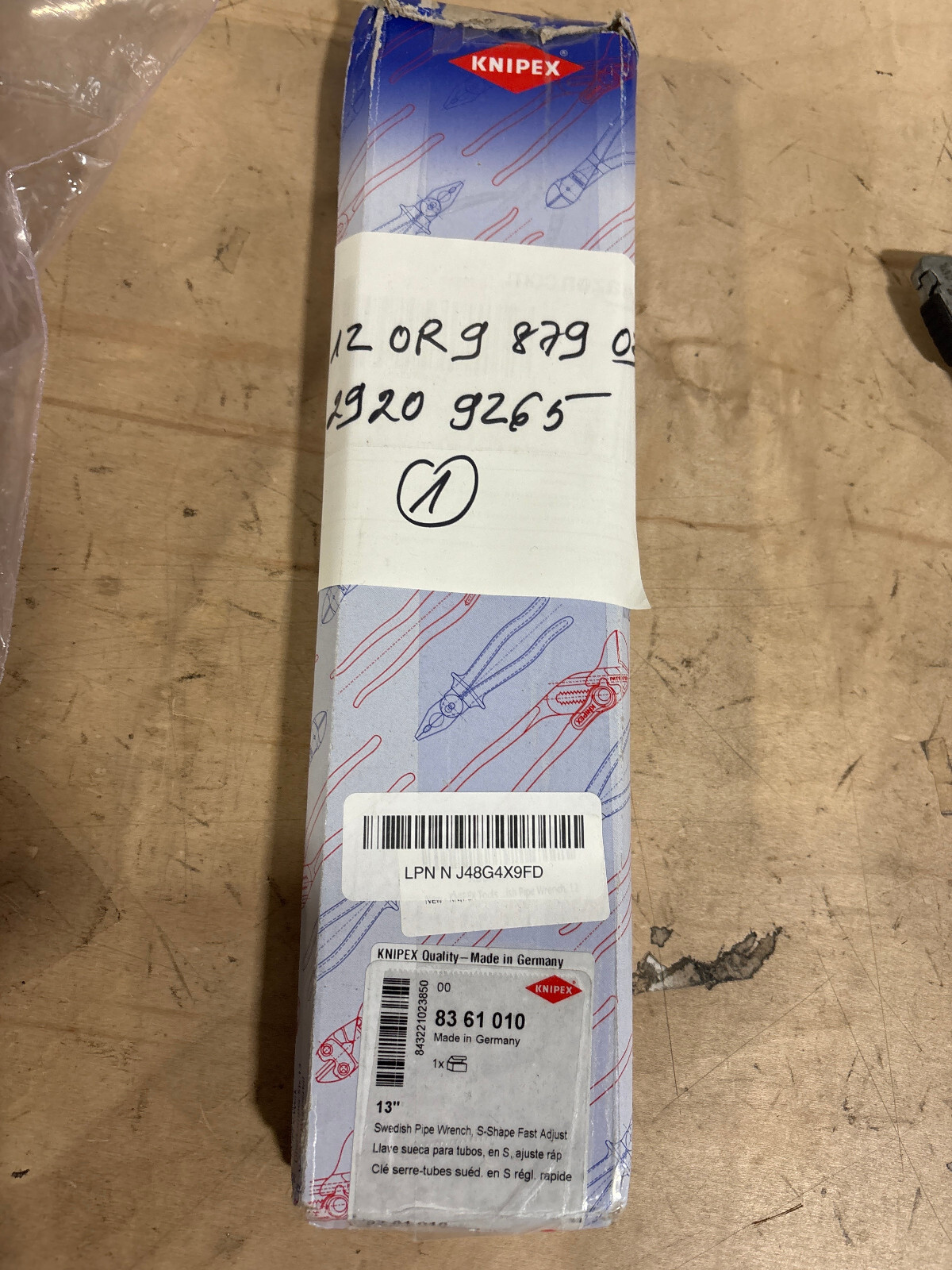 KNIPEX Tools 83 61 010, 13" Rapid Adjust Swedish Pipe Wrench-S-Type