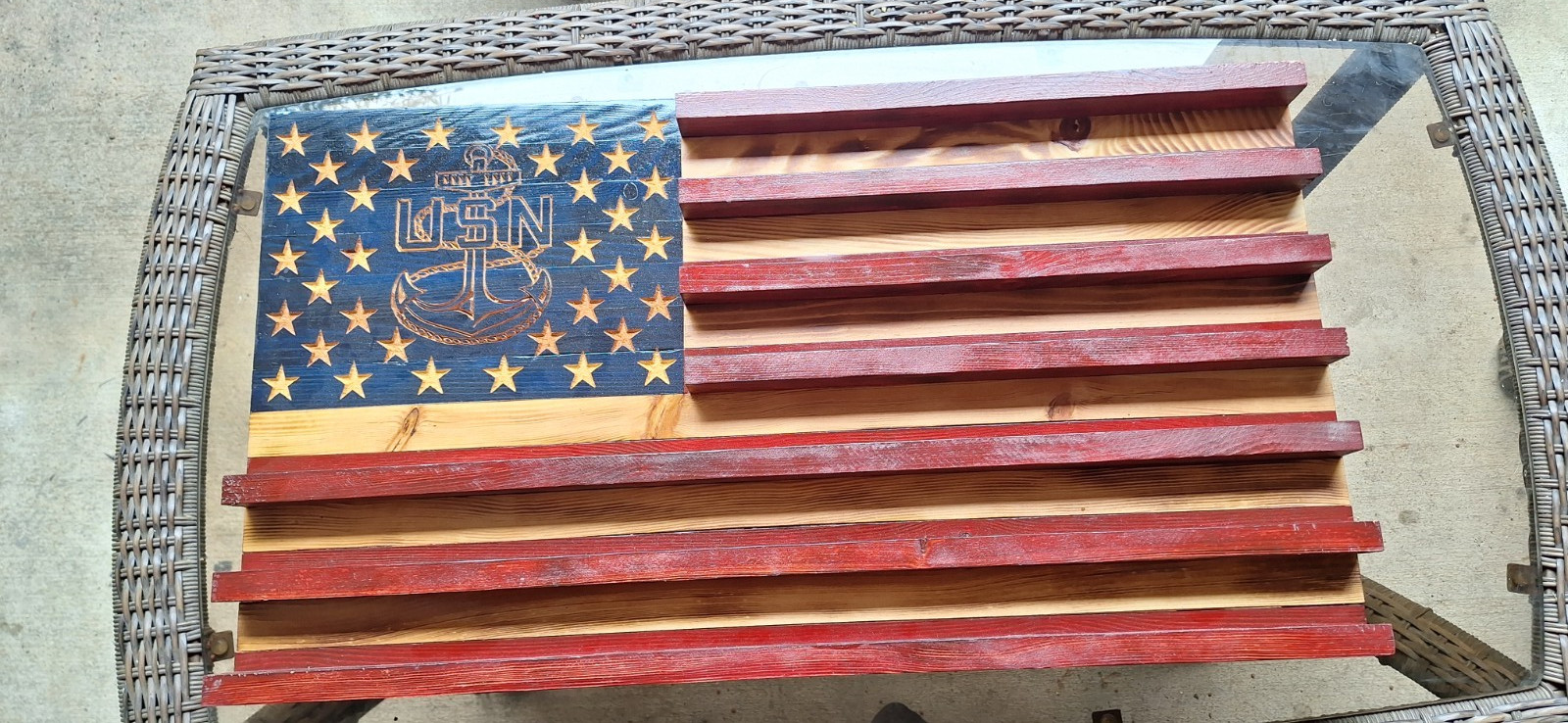 Wall Mount Challenge Coin Holder Display, Flag Military Coin Shelf Wood Rack US