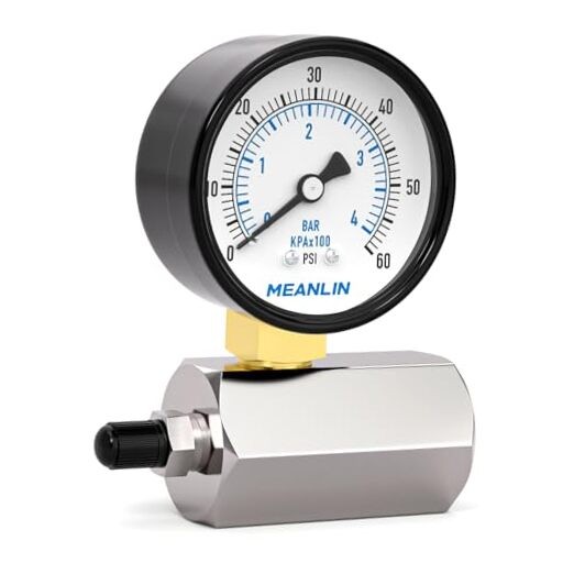 2" Steel Double Graduated Air Test Pressure gauges, 3/4" 0-60Psi Chrome Body
