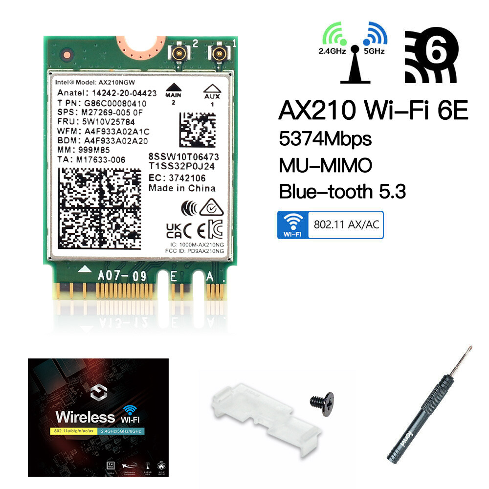 Intel Wi-Fi 6E AX210NGW  M.2 Wireless Network Card Tri-band 5400M Bluetooth 5.3