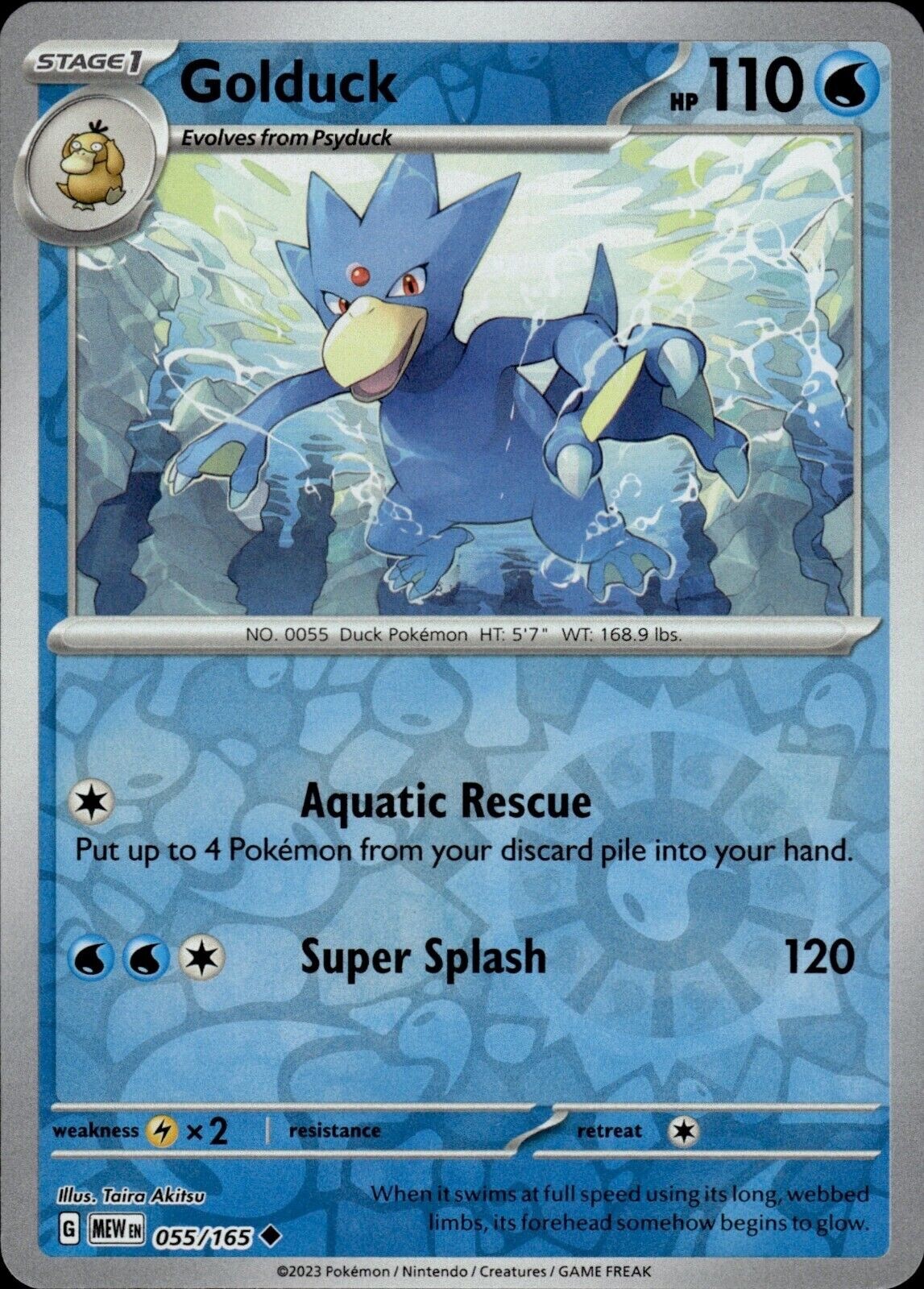 Pokémon  151 - Golduck 055/165 - Reverse Holo - NM/M