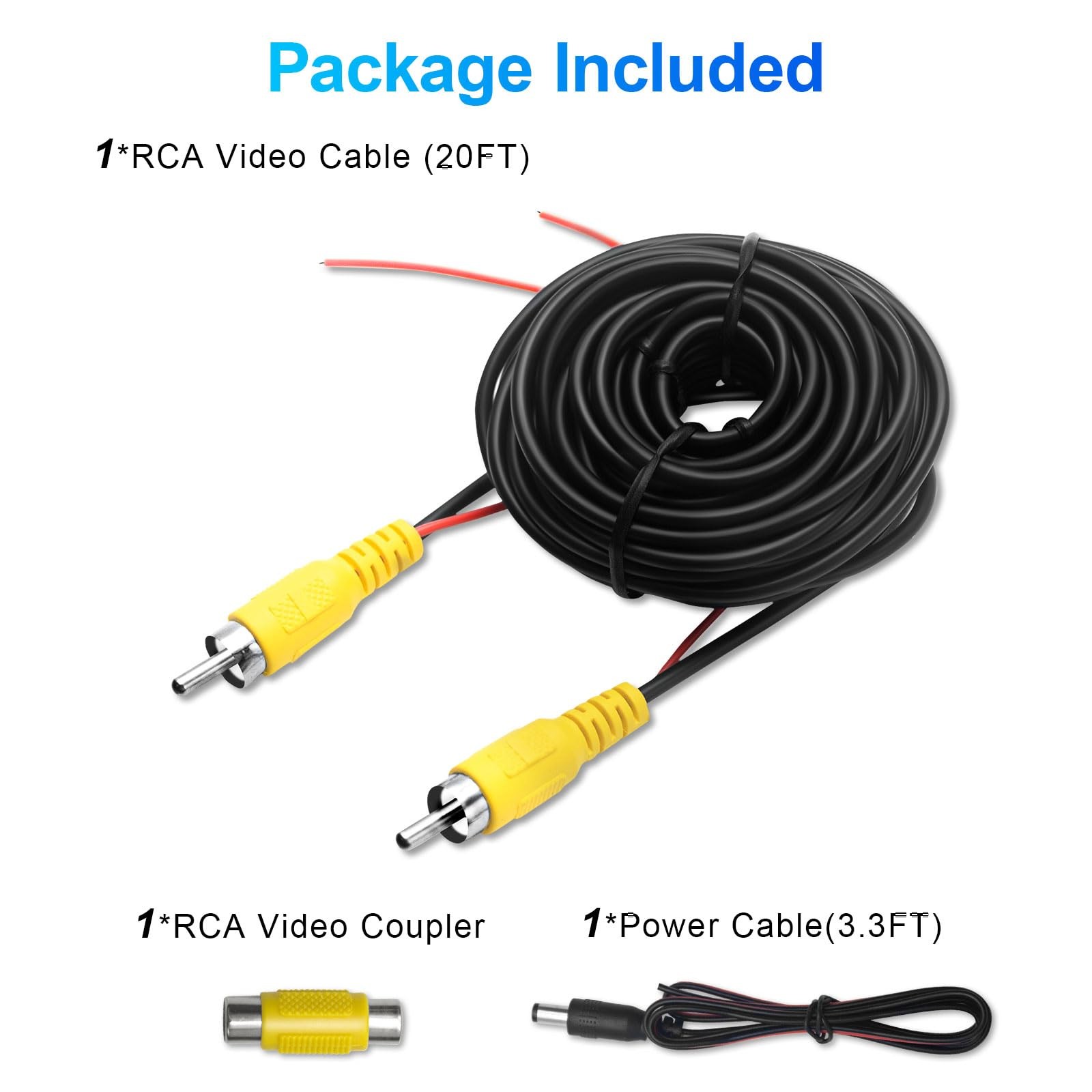 19.6FT Backup Camera RCA Video Extension Cable Reverse Car AV Cord With Wire