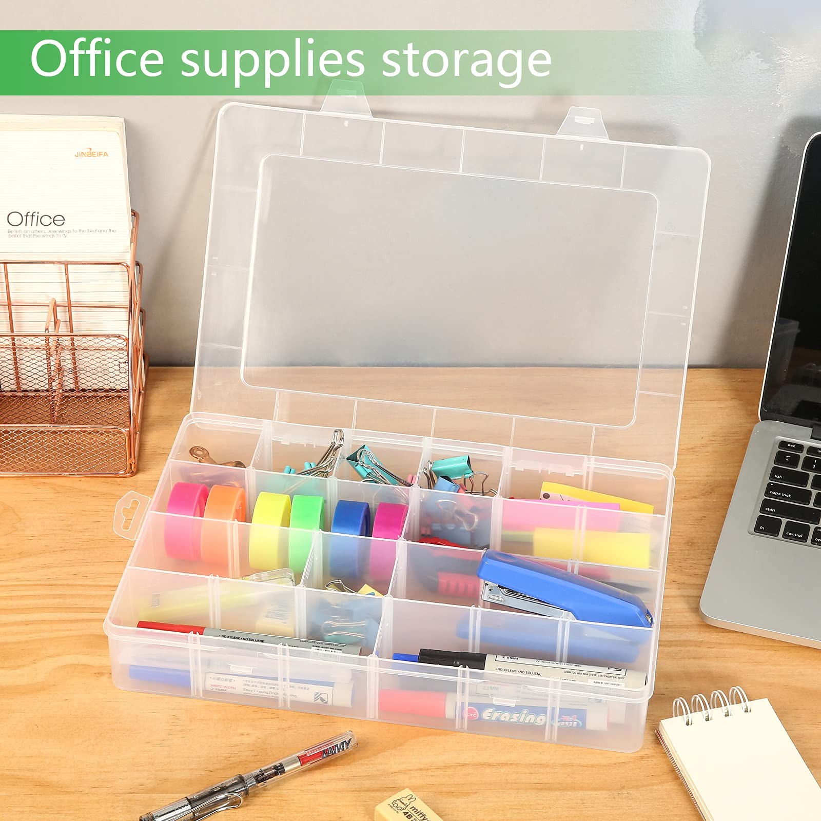 Gbivbe Large 24 Grids Plastic Organizer Box Adjustable Dividers,Clear Storage...