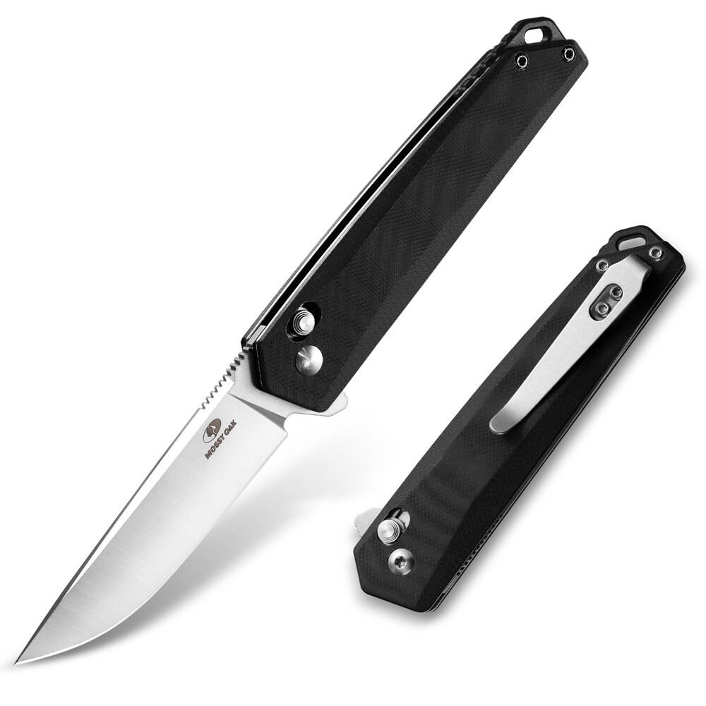 MOSSY OAK Pocket Folding Knife, 3.5-Inch D2 Steel Drop Point Blade G10 Handle