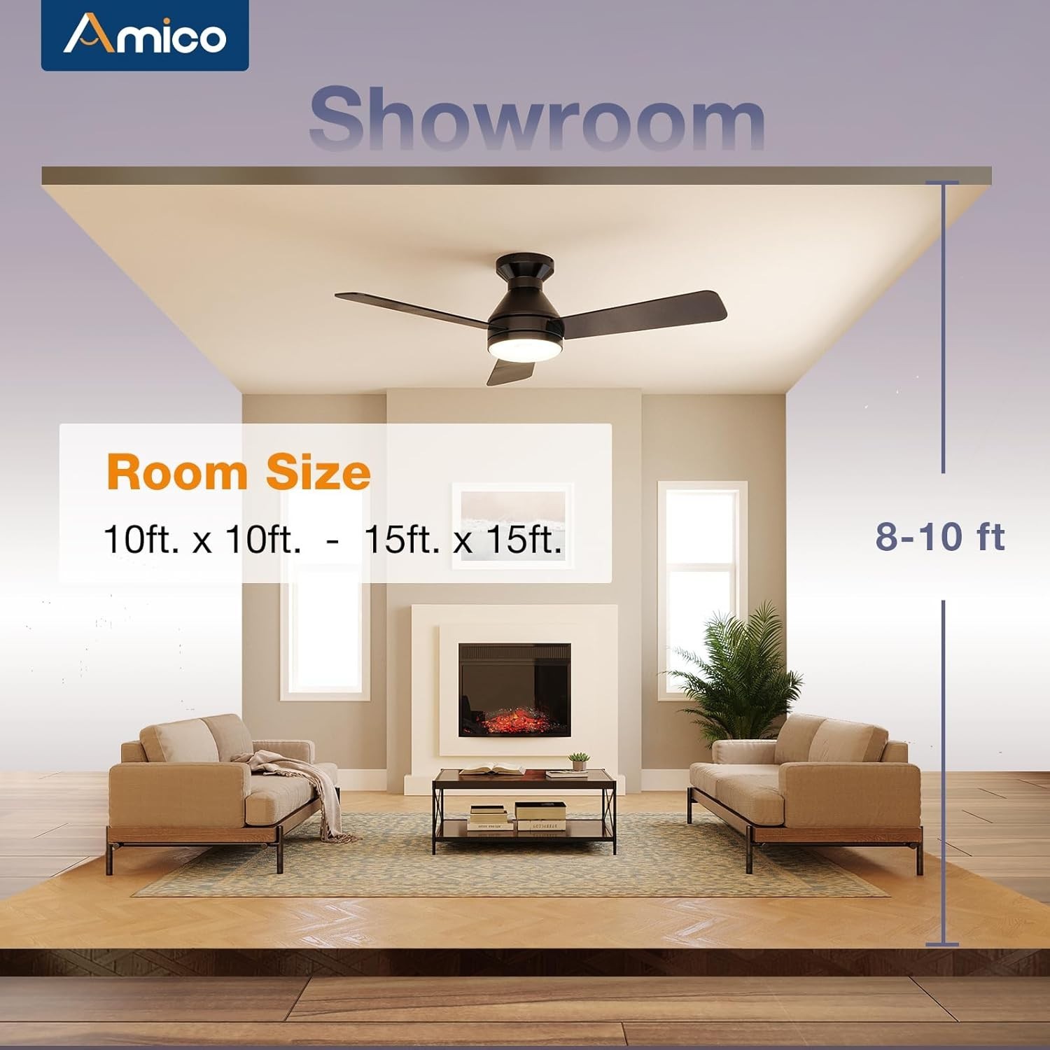 Quiet 42-Inch Reversible Ceiling Fan with LED Light & Remote - Dimmable Design