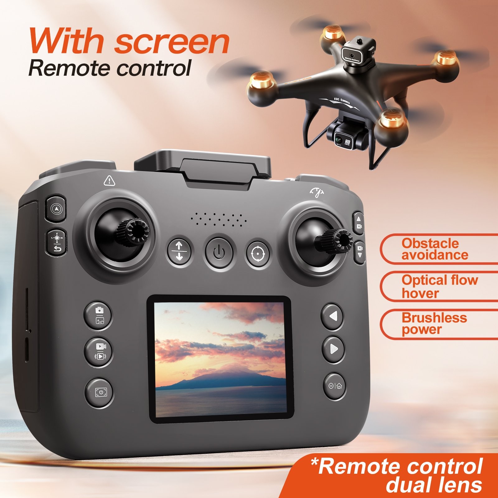 S116 GPS Drone with Screen Controller, Two-Batteries, Brushless Motor, Altitude