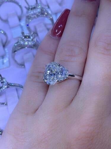 Lab-Created 4.60 Ct Oval Cut White Diamond Engagement Ring 925 Sterling Silver