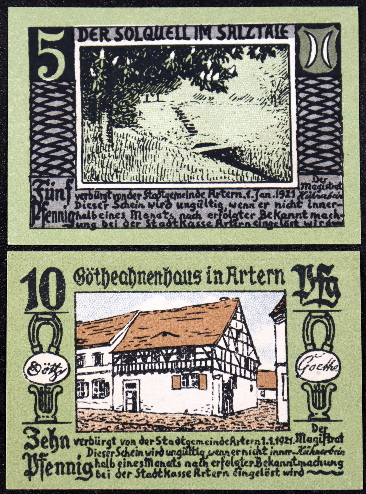 ARTERN 1921 "Goethe's Ancestral Home" Complete Set German Notgeld