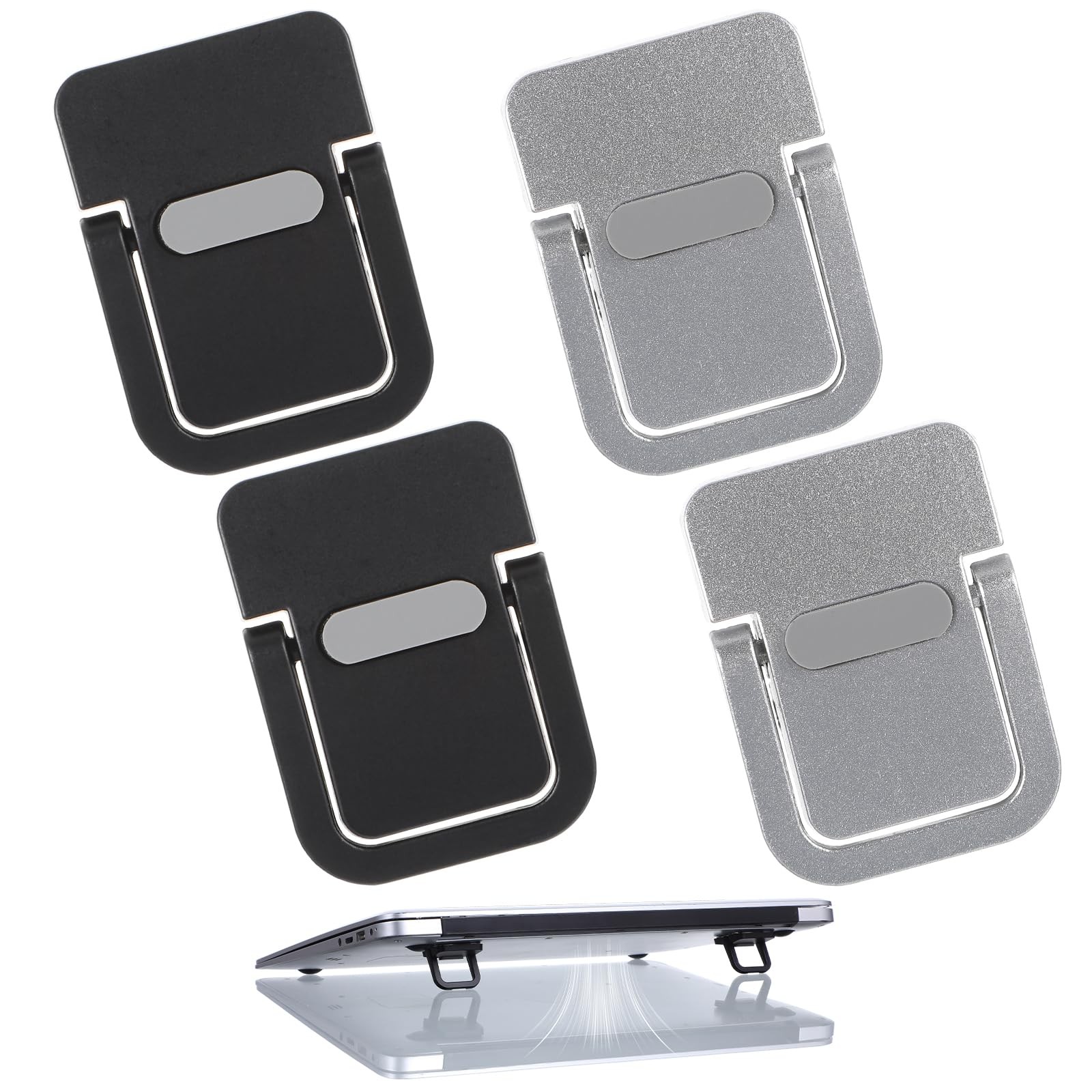 4 PCS Portable Keyboard Riser Self Adhesive Laptop Stand Invisible Black