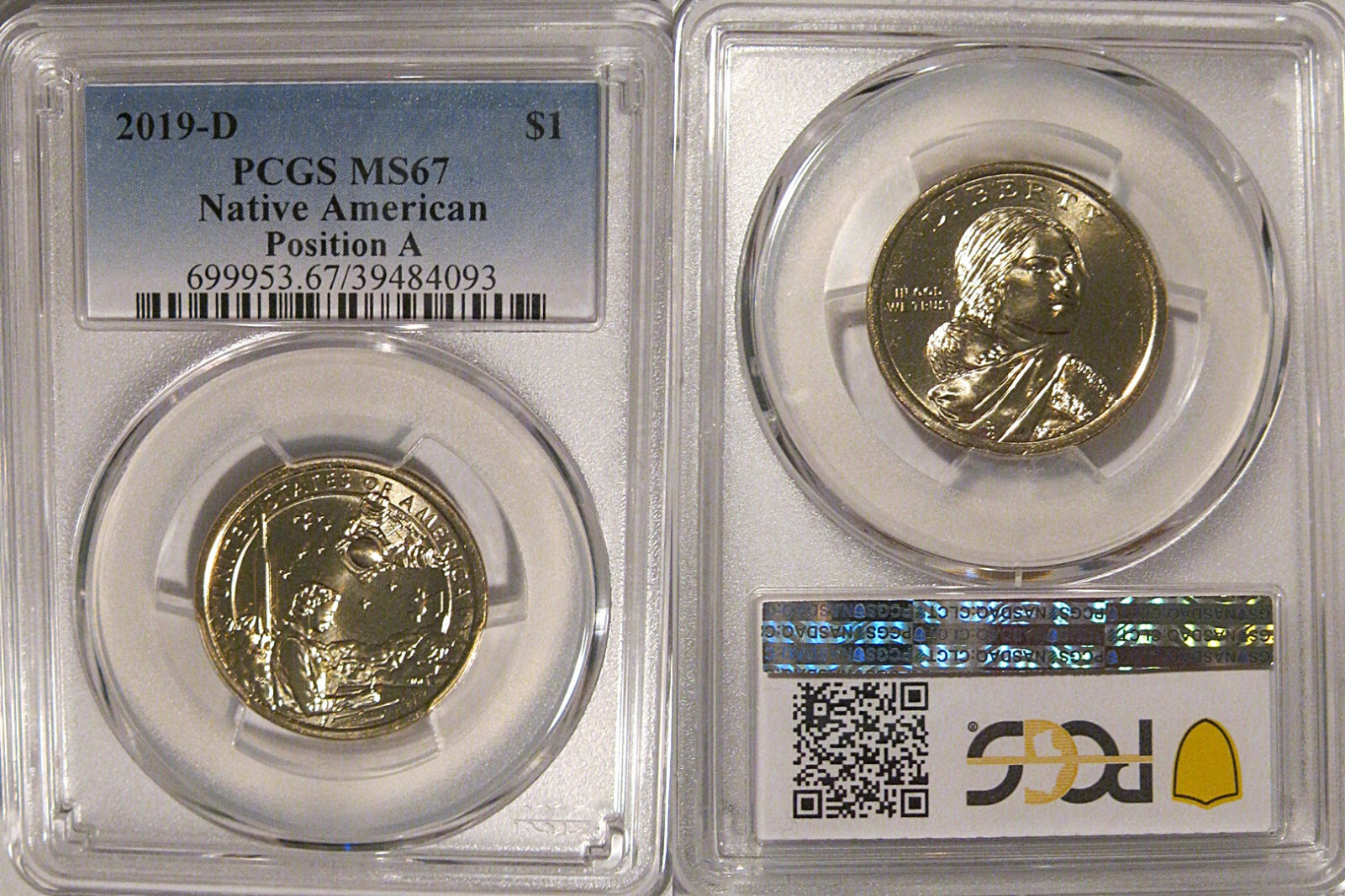 2019 D Native American Sacagawea Dollar $1 PCGS MS67 Position A