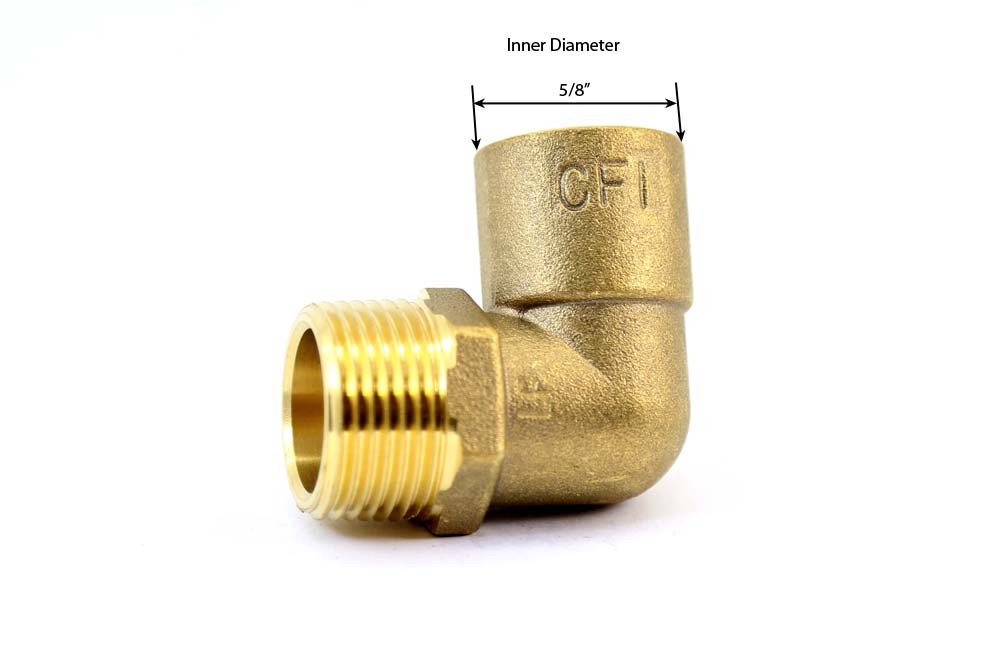 Libra Supply 1/2 inch, 1/2'' 90-Degree Brass Pressure Male Elbow  C x M, 5pcs