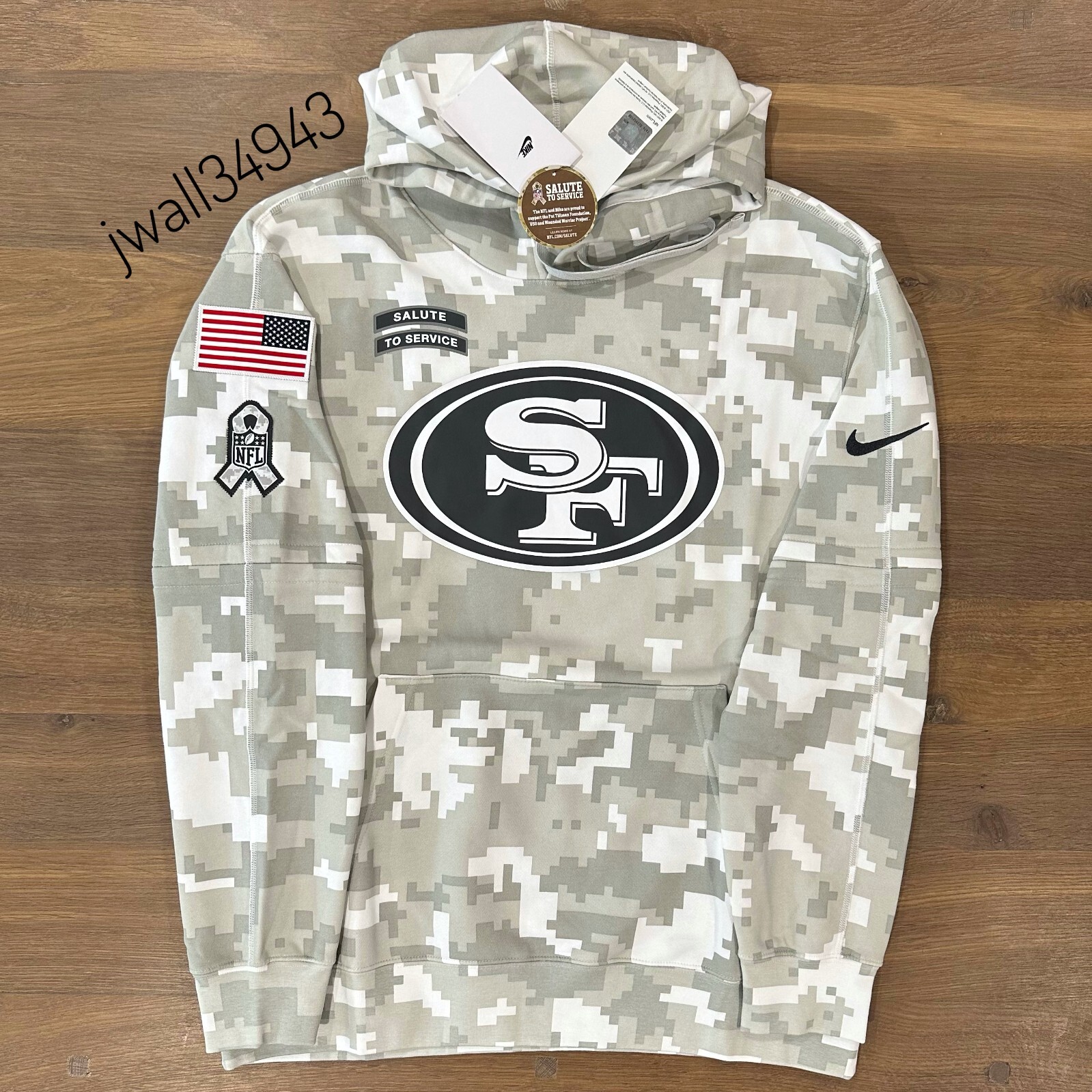 Nike AUTHENTIC San Francisco 49ers 2024 Salute to Service Hoodie Mens Sideline