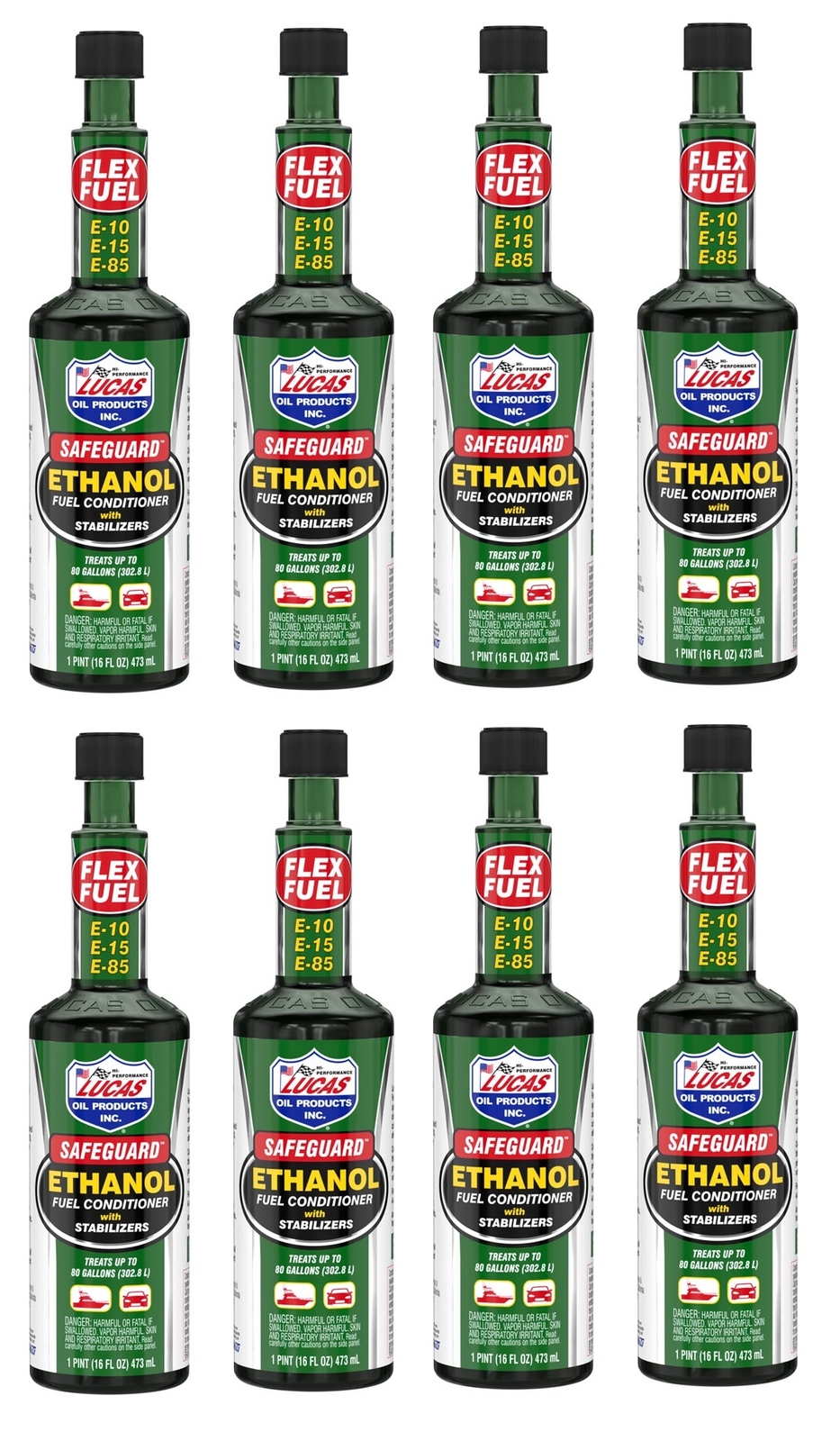 Lucas Oil 10576 Set of 8 Safeguard Ethanol Fuel Conditioner w Stabilizers 16 Oz