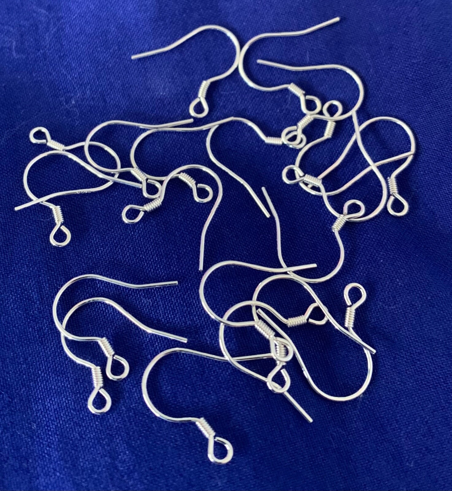 20pcs/10pr Solid 925 Sterling Silver Fish Hook Style Ear Wires