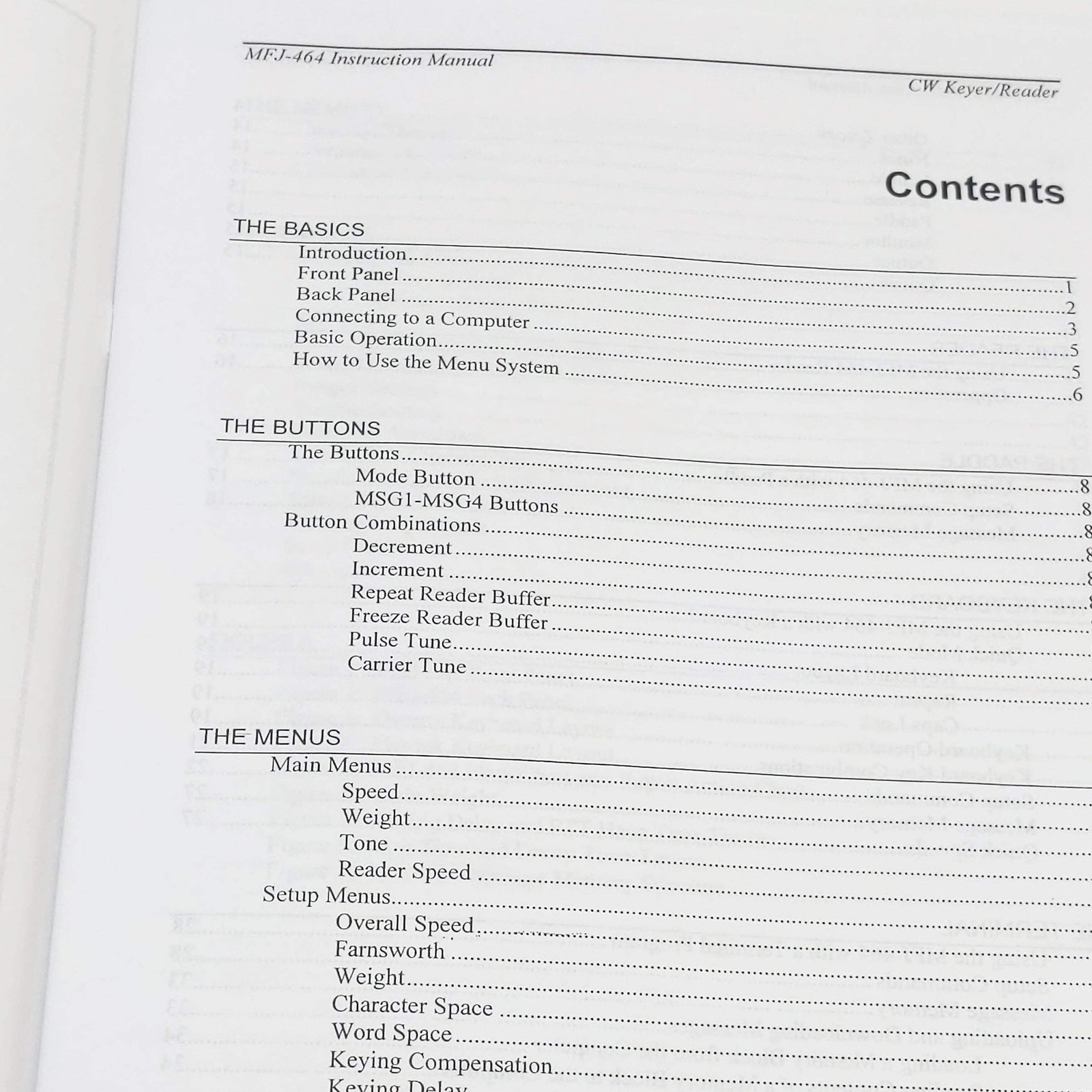 MFJ-464 CW Keyer/Reader Original MFJ Manual