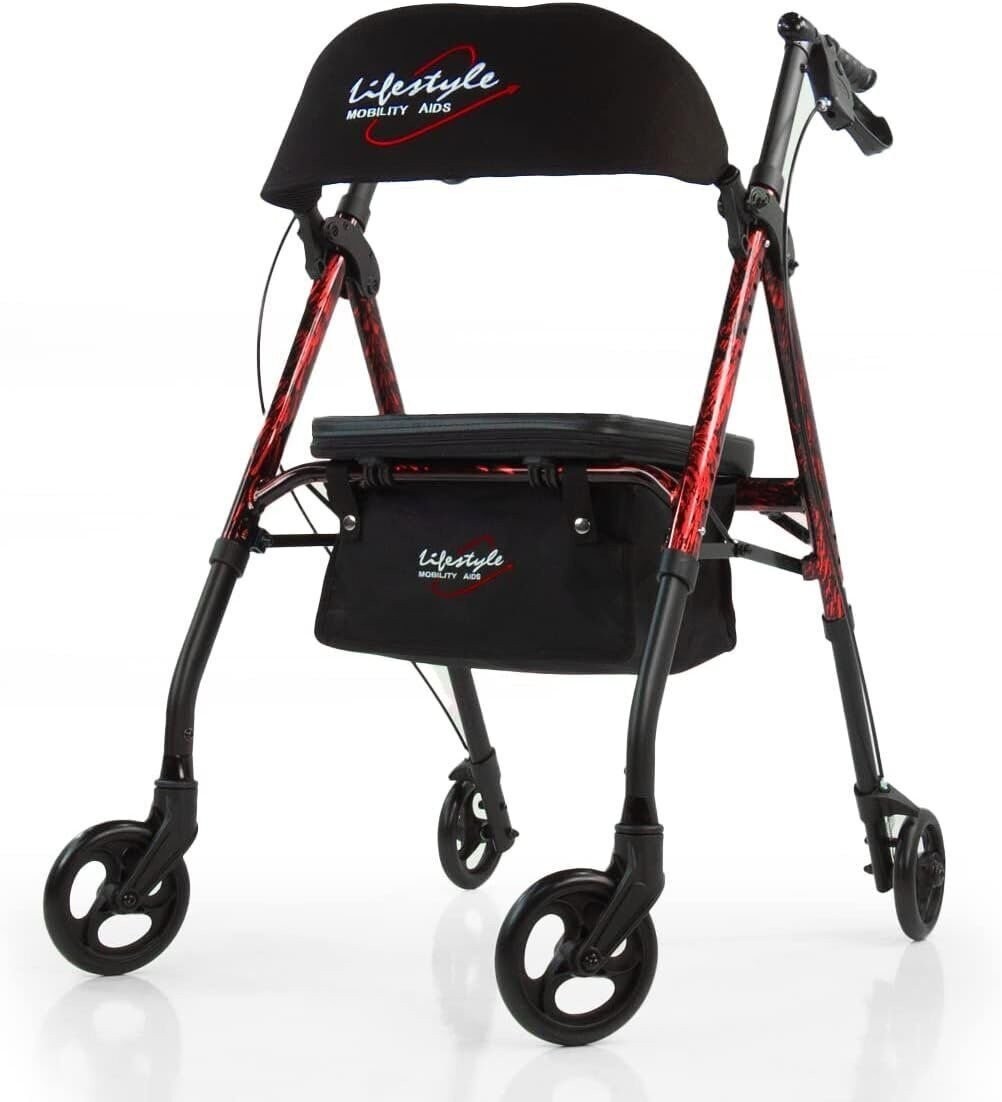 Lifestyle Mobility Aids Royal Universal Aluminum 4 Wheel Rollators (Laser Red)