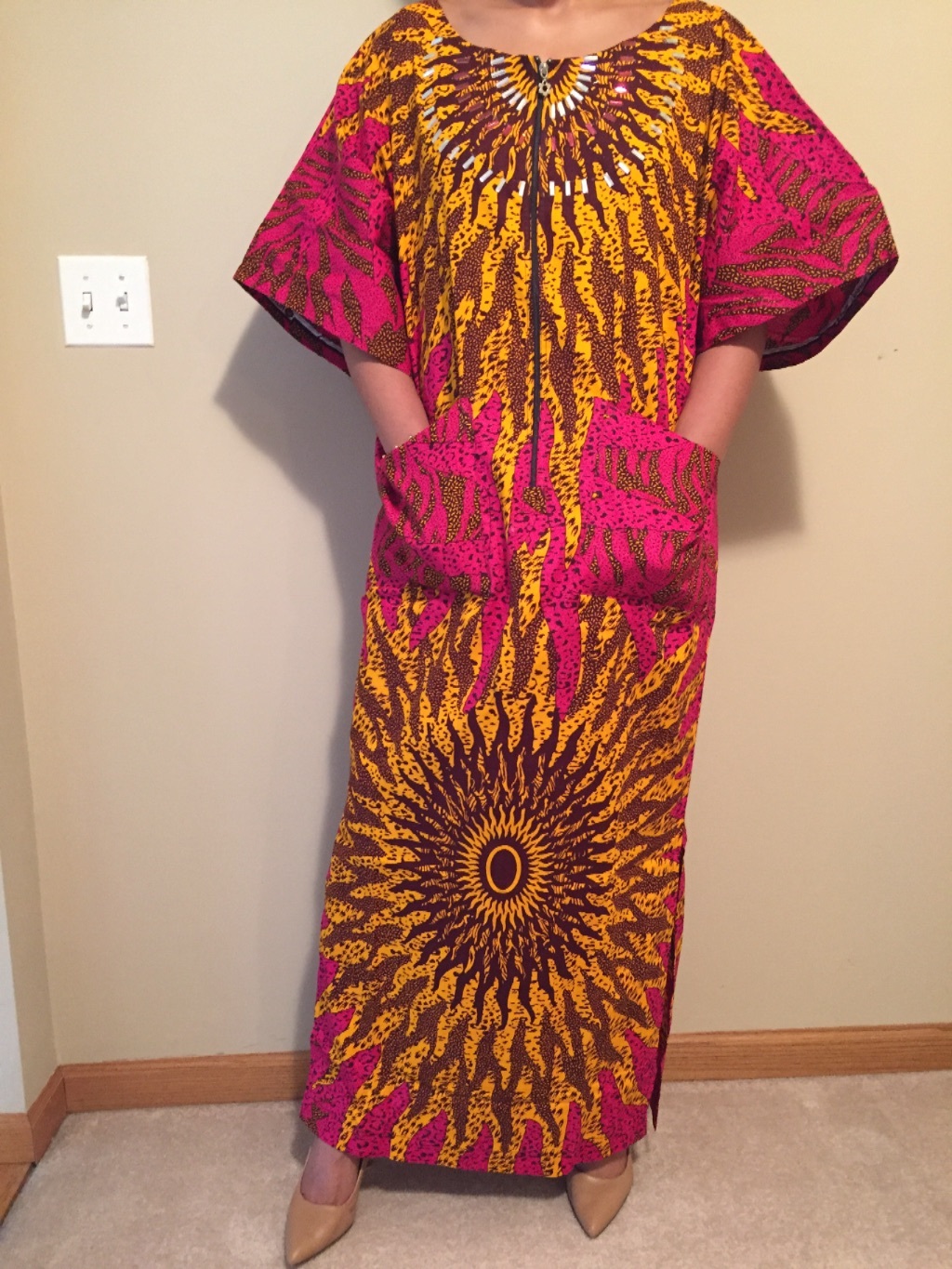 Women's African (Ankara) Beaded Boubou, Sz M