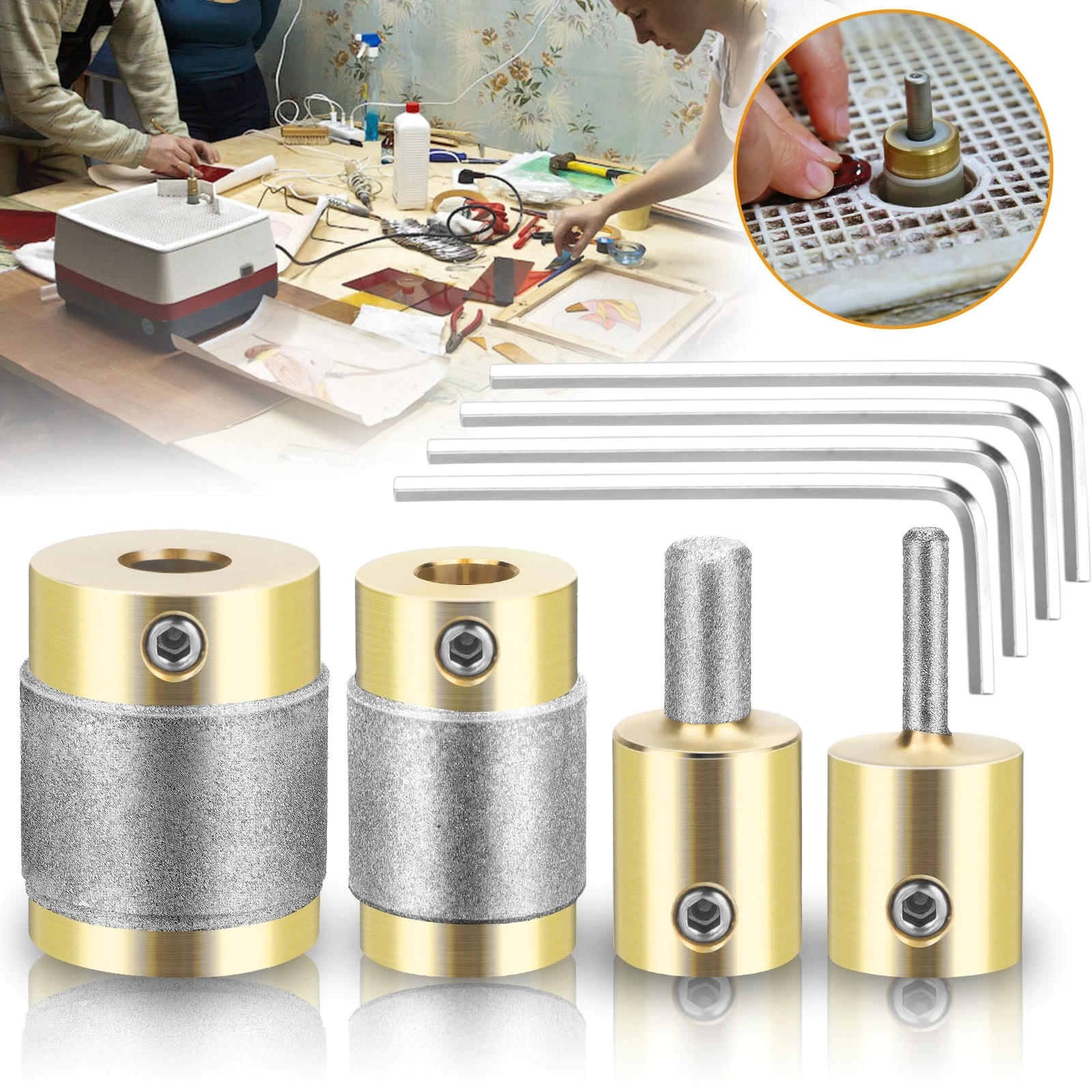 4PCS Diamond Grinder Bits for Stained Glass, Replacement Drilling Shaping Set