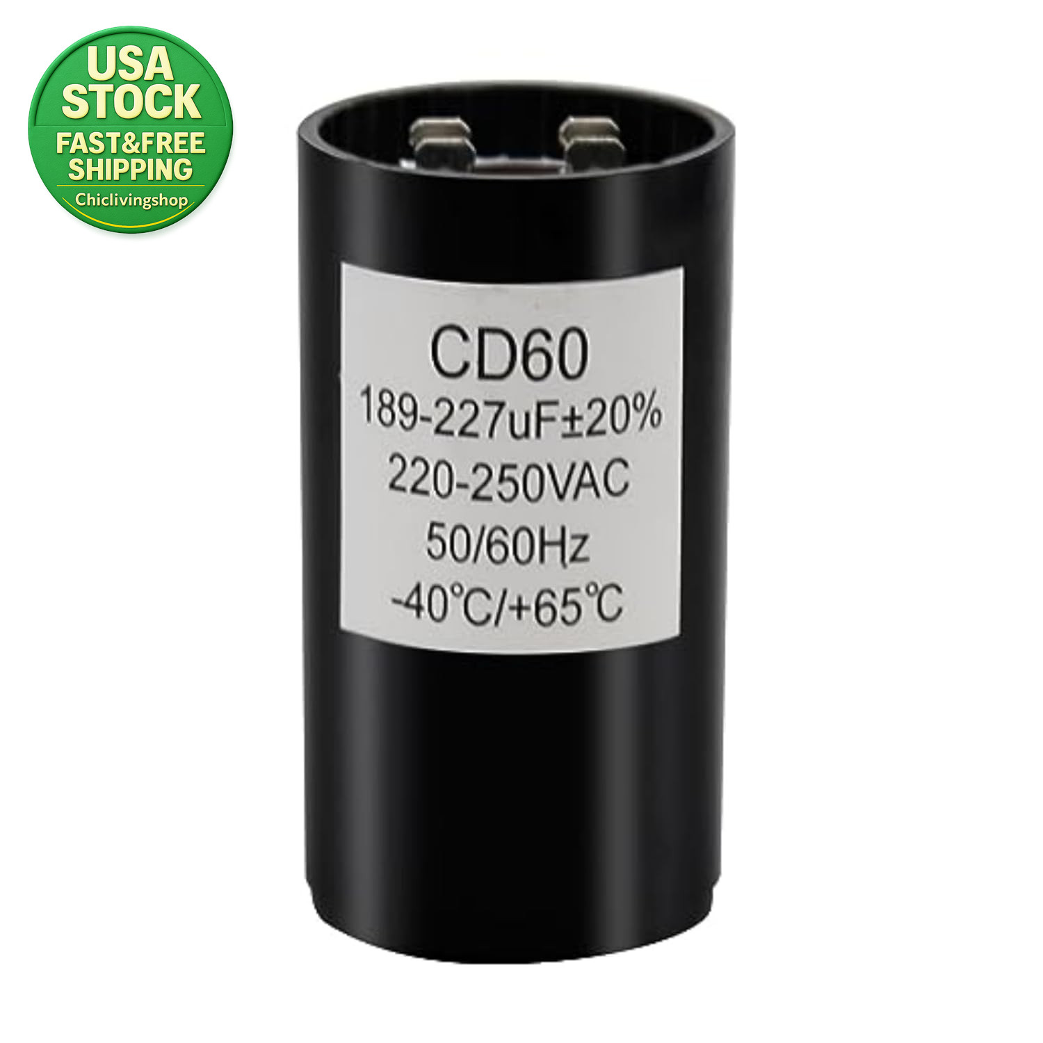 A C Start Capacitor 189-227 Uf 220-250VAC round Durable Electric Motor
