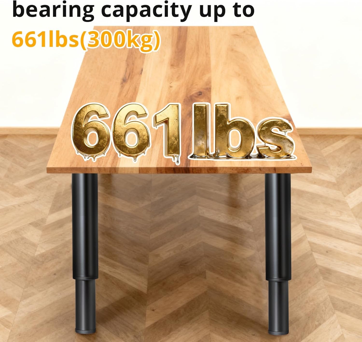 4-Piece Adjustable Furniture Legs Set, Black Metal Furniture Legs, Adjustable in