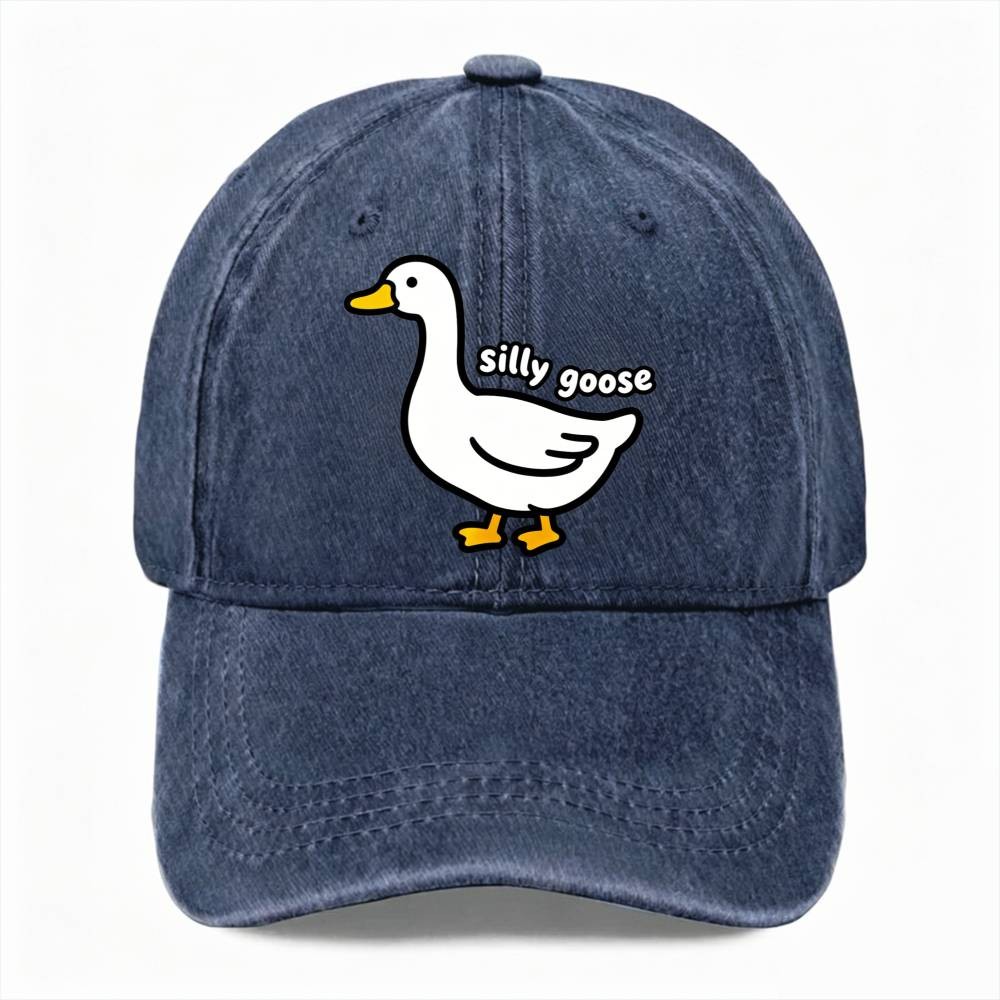 Cute Silly Goose Dad Hat  Funny Cartoon Goose  Casual Unisex Washed Baseball Cap