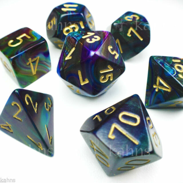 CHX27499 Chessex Manufacturing Lustrous: Poly Shadow/Gold (7) Dungeons RPG