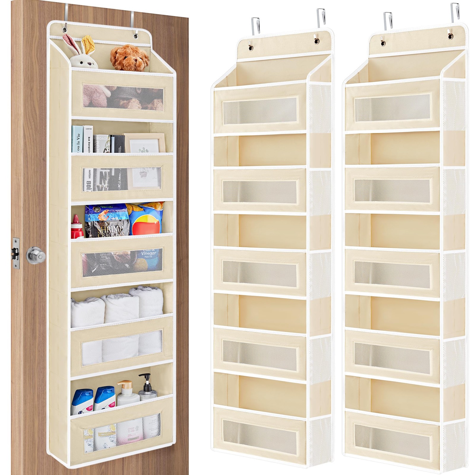 2 Pack Over The Door Organizer Storage, 5 Shelf Hanging Door Organizer with 5...