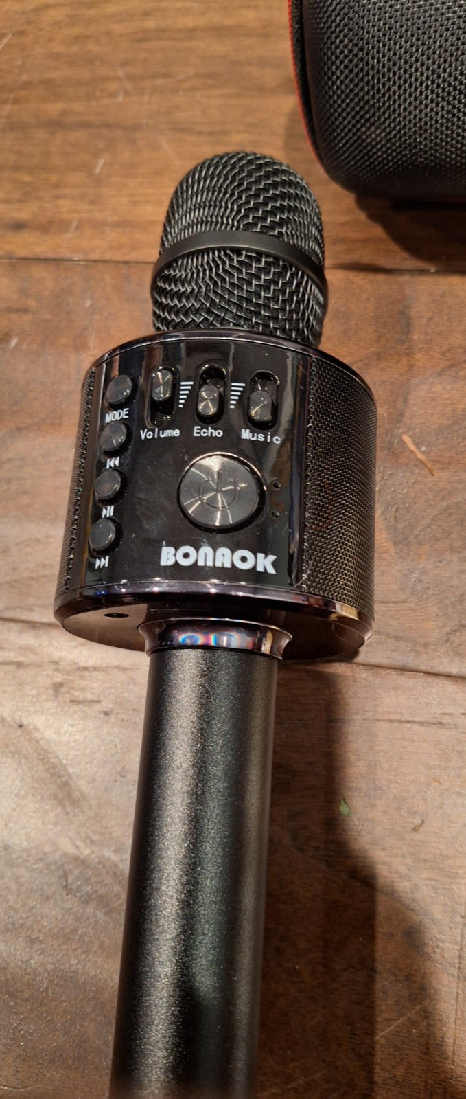 Bonaok Black Portable Wireless Handheld Karaoke Microphone With Case
