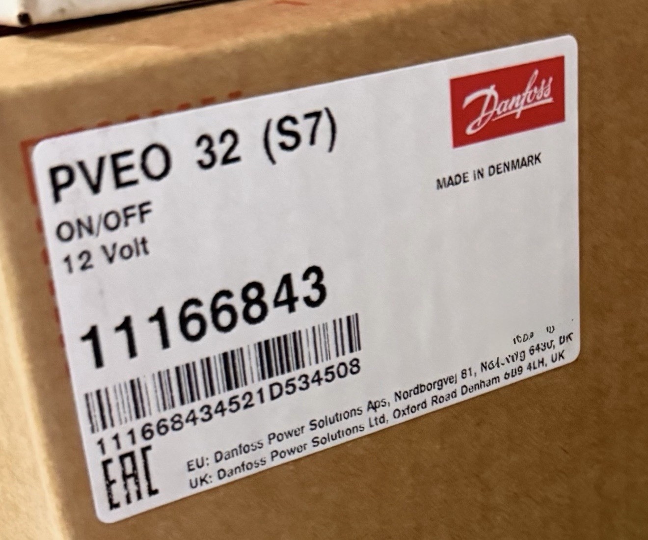 Danfoss 11166843 PVEO electronic actuator for PVEO32  S7 12 V Deutsch connector